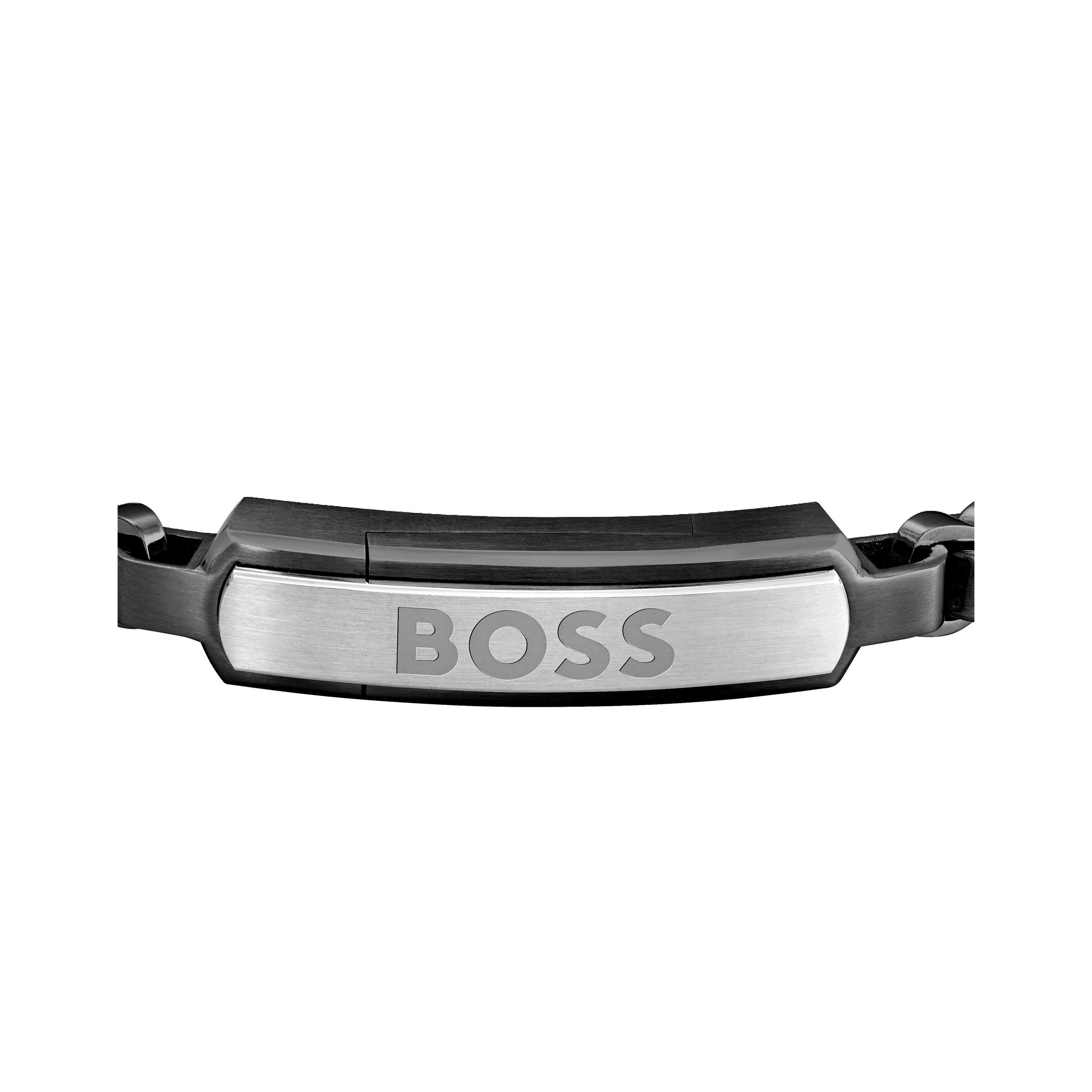 Black - Boss - Men's Devon Branded Magnetic Closure Bracelet - 2