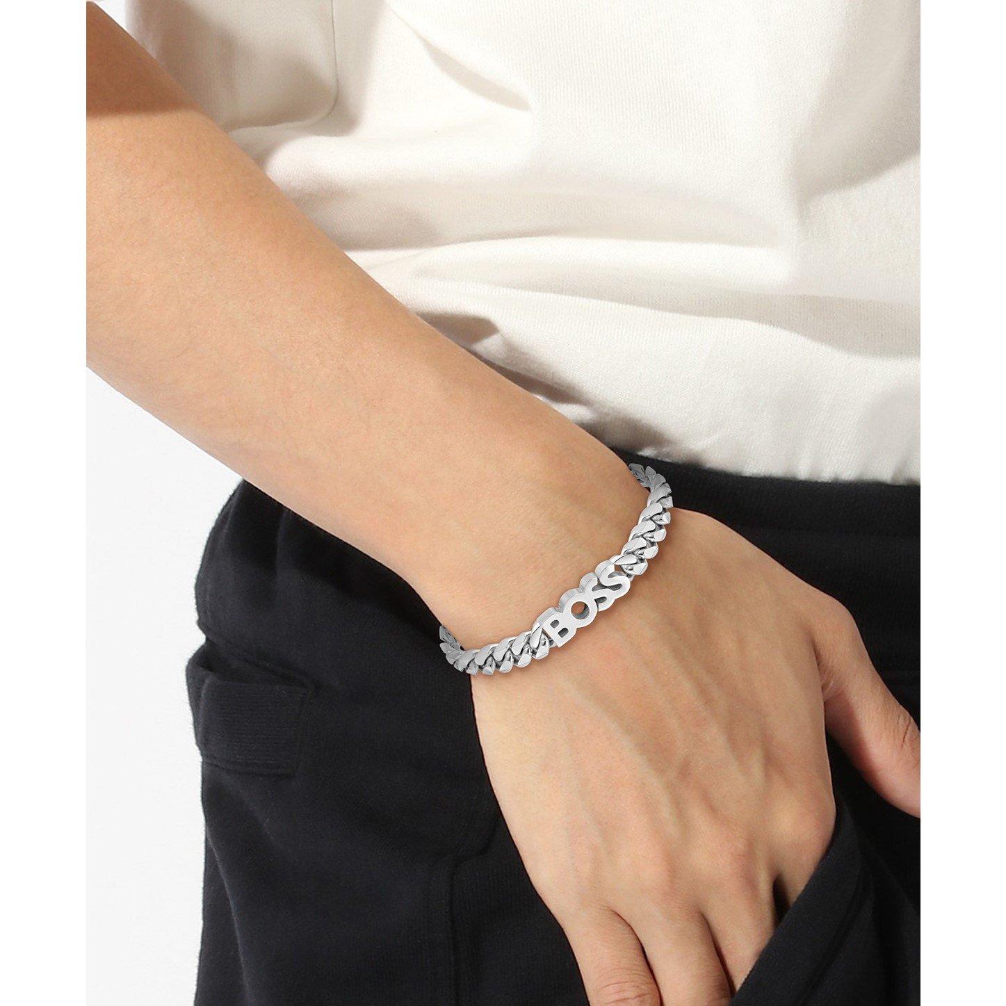 Silver - Boss - Men's Kassy Brace Bold Logo Bracelet - 3