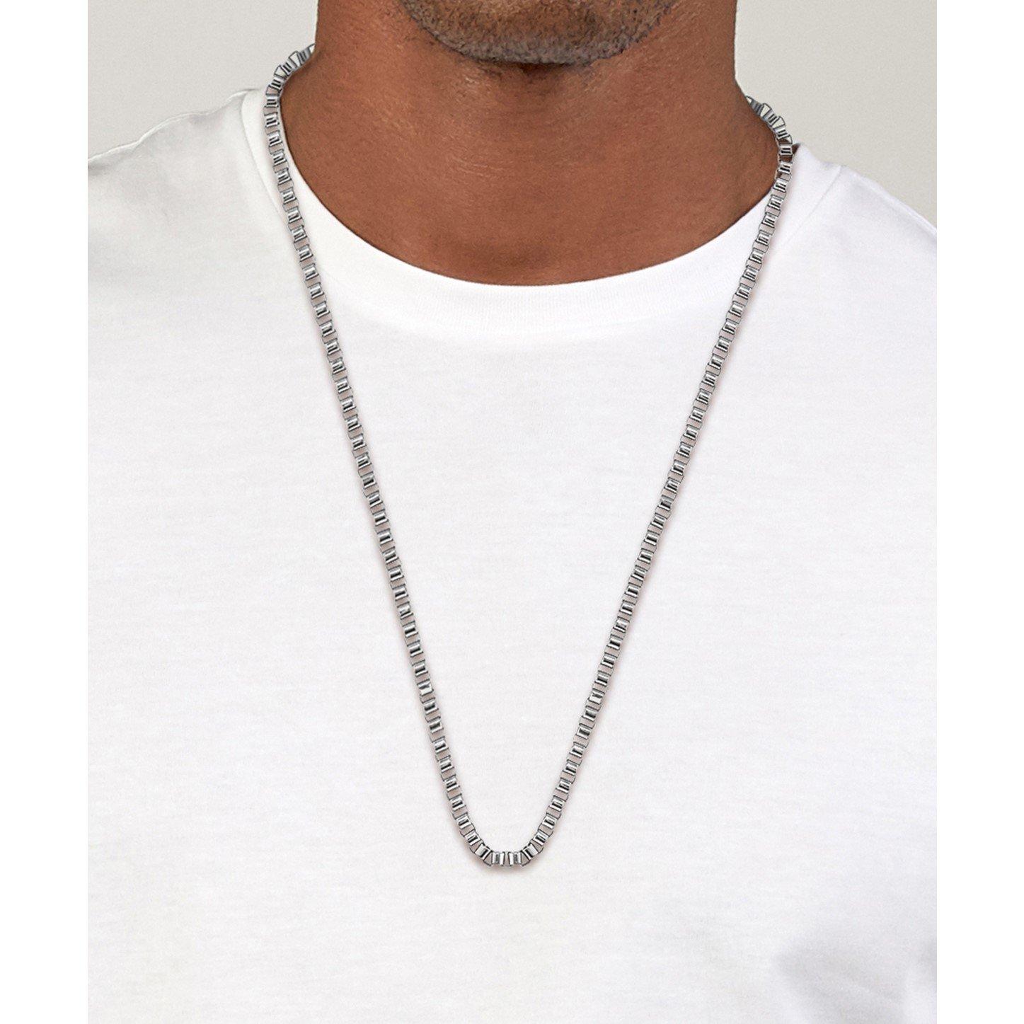 Silver - Boss - Men's Box Chain Necklace - 3