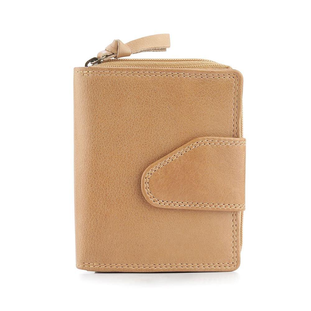 Sand - PRIMEHIDE Leather - Washed Cancun Small Trifold Purse Selena - 2
