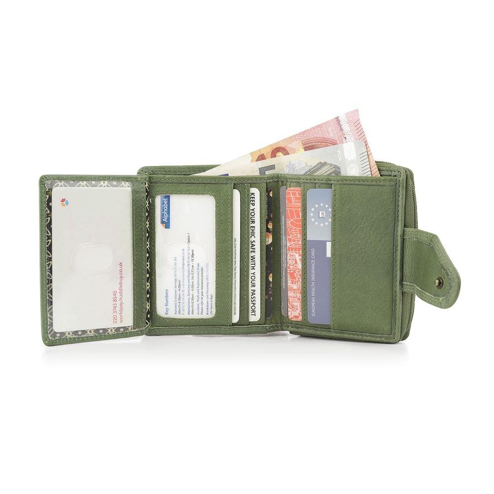 Green - PRIMEHIDE Leather - Washed Cancun Small Trifold Purse Selena - 3