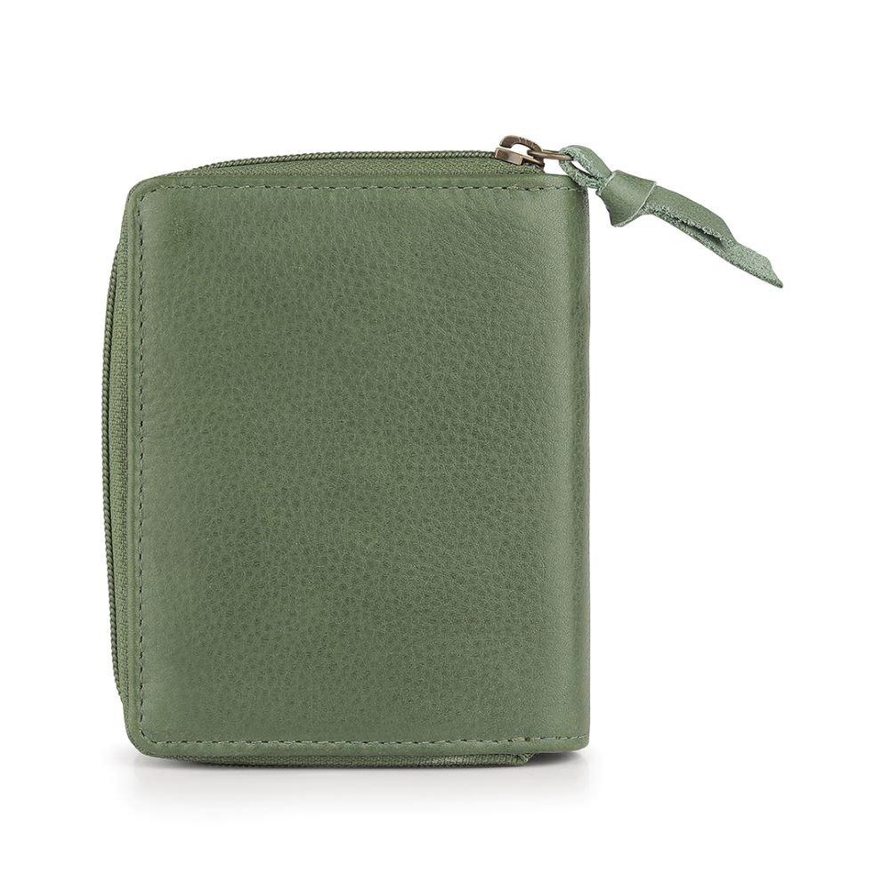 Green - PRIMEHIDE Leather - Washed Cancun Small Trifold Purse Selena - 5