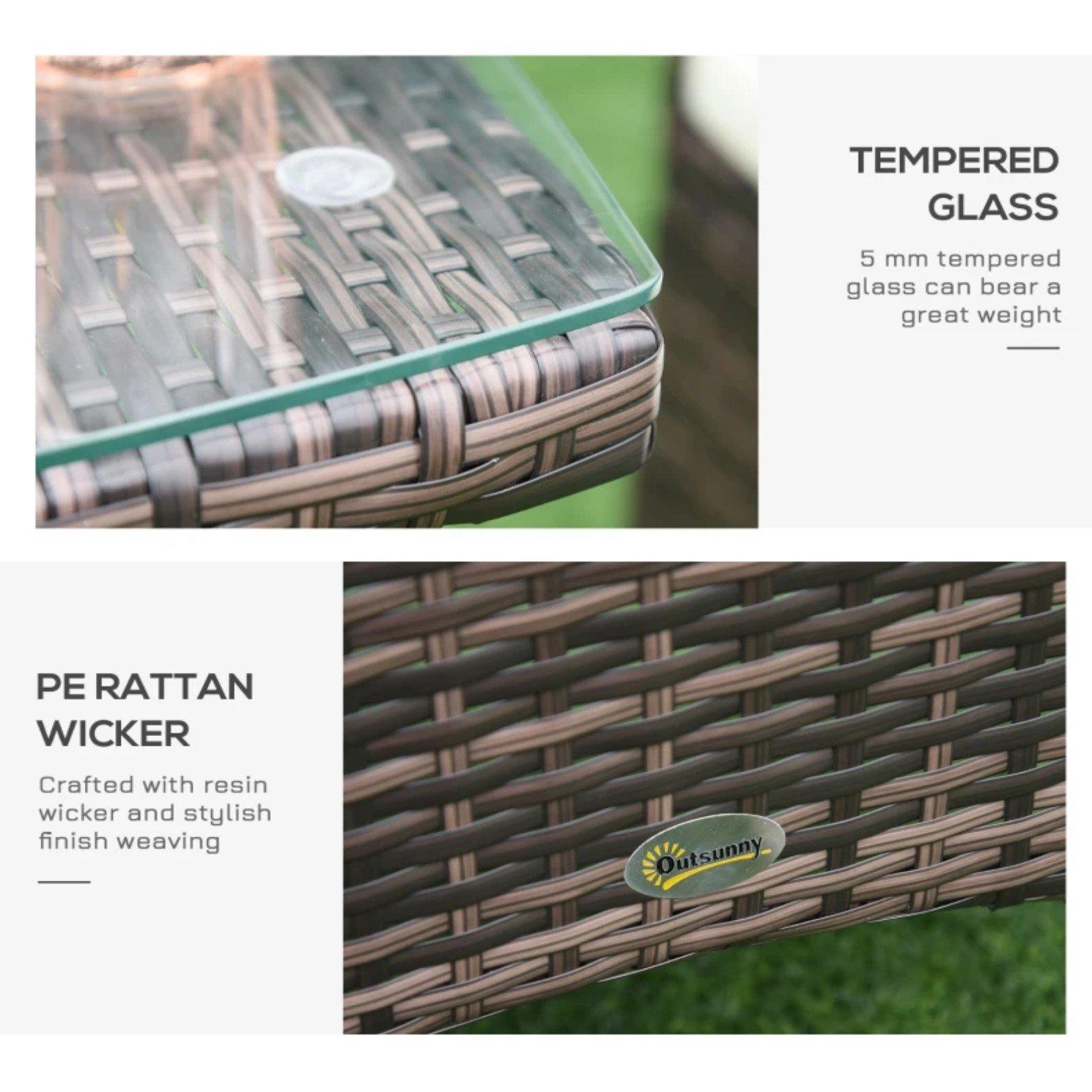 Brown - Outsunny - Three-Piece Rattan Chair Set and Cushions - 4