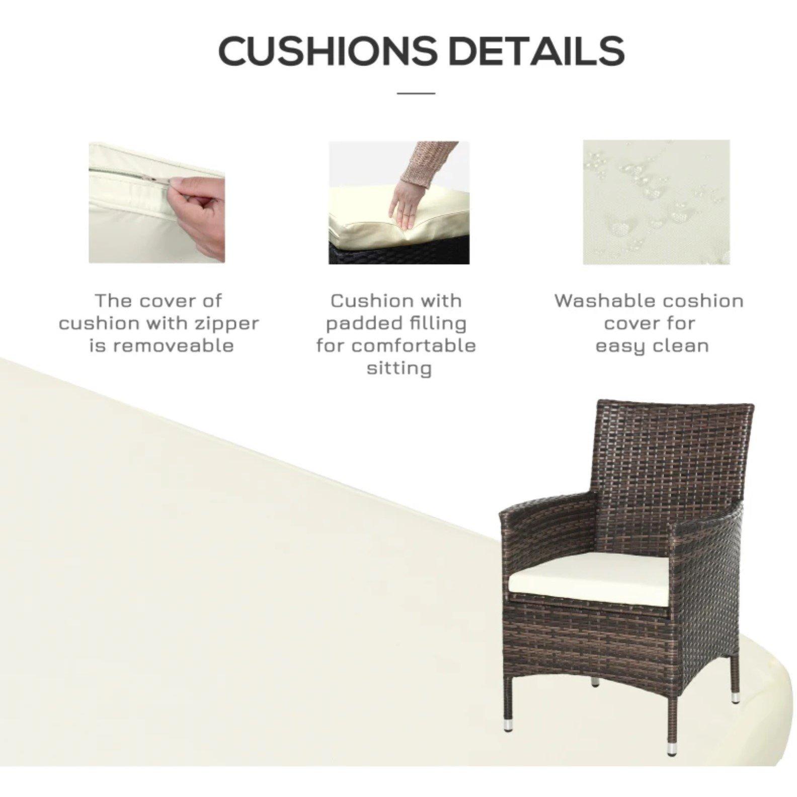 Brown - Outsunny - Three-Piece Rattan Chair Set and Cushions - 6