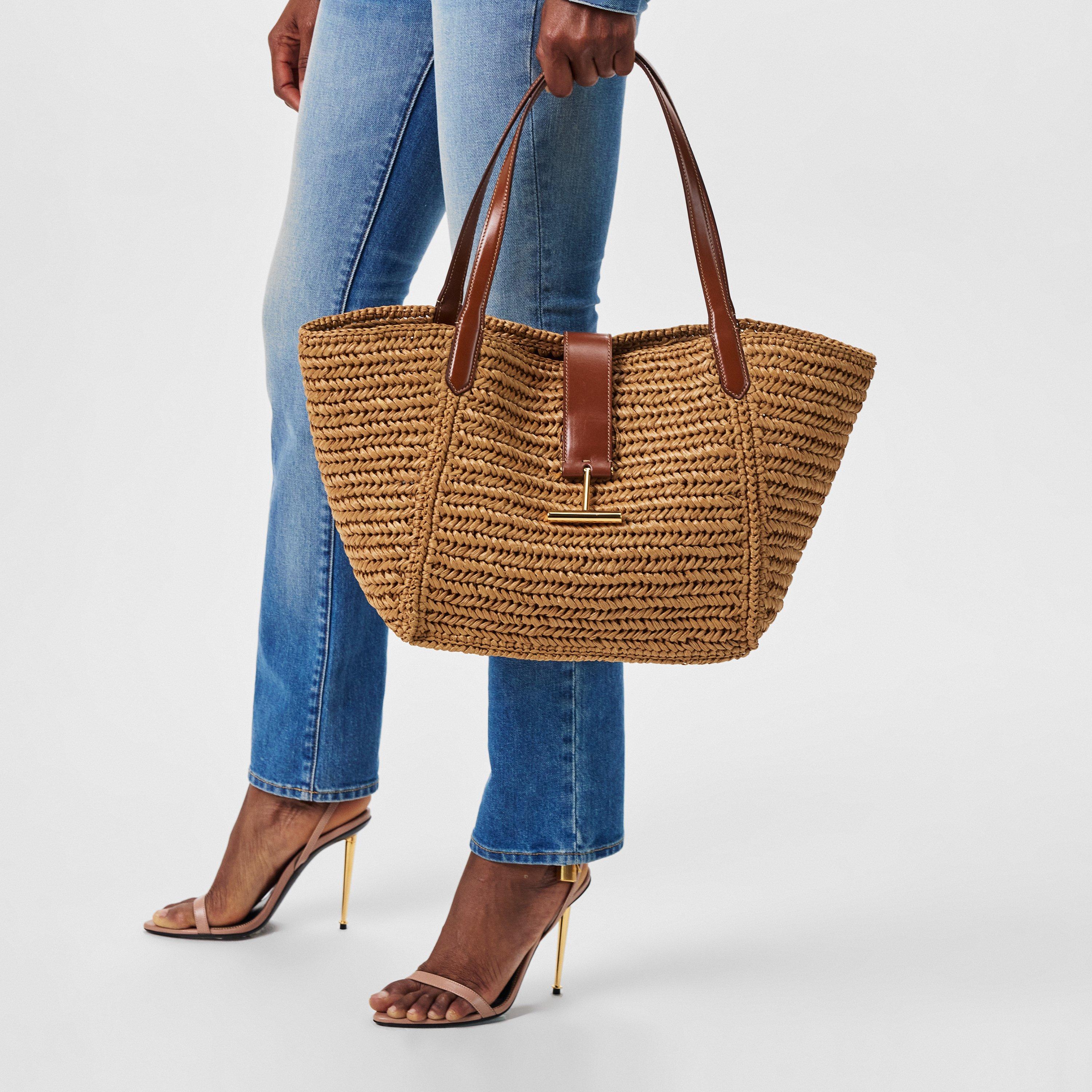 Vanilla - Tom Ford - Medium Tara Raffia Tote Bag - 3