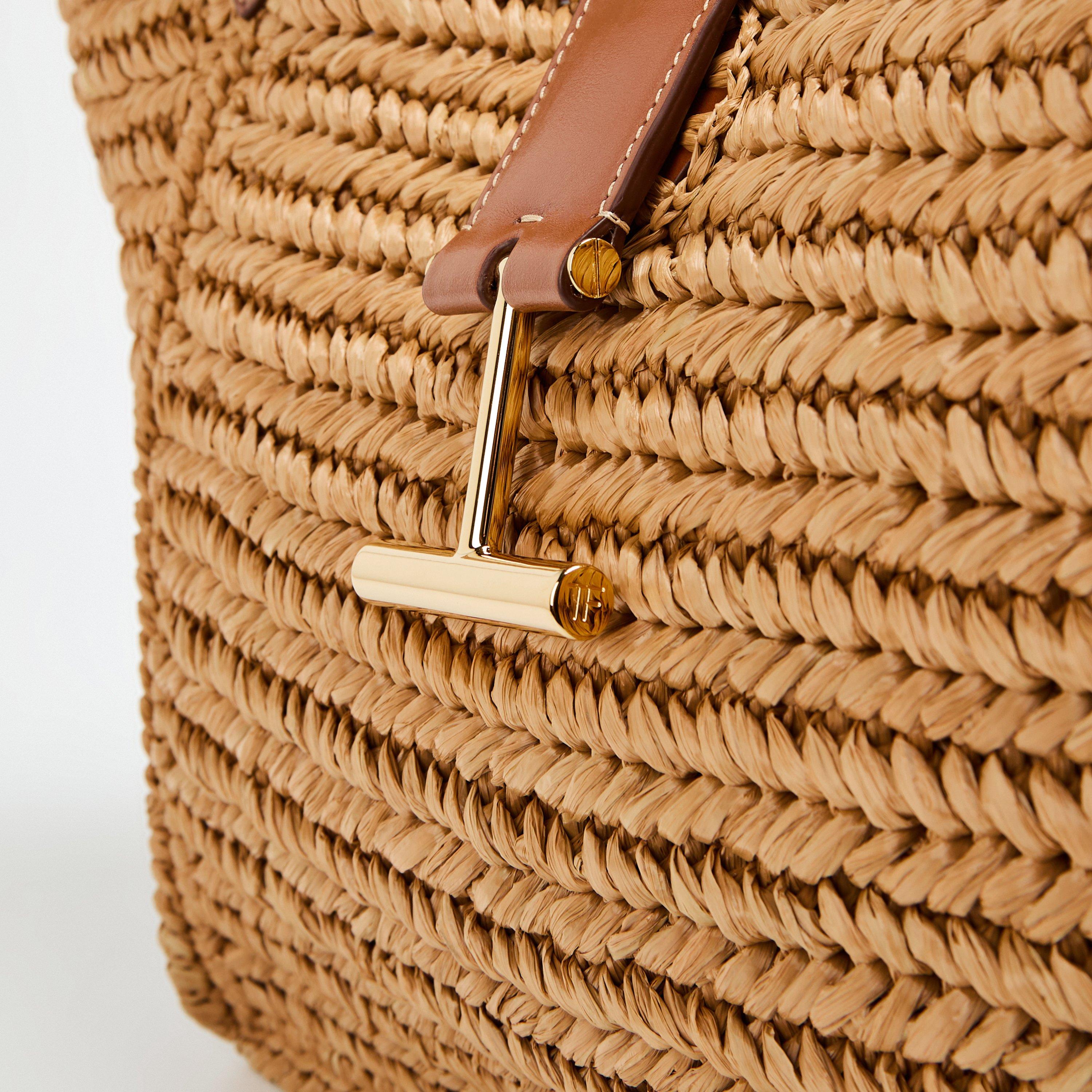 Vanilla - Tom Ford - Medium Tara Raffia Tote Bag - 4