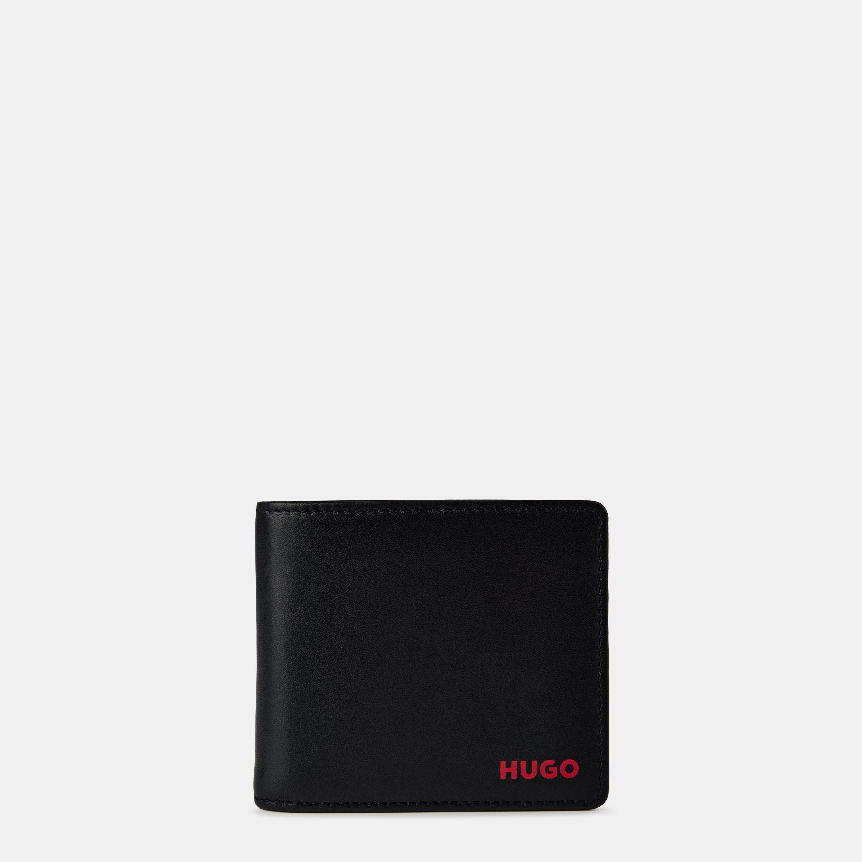 Black/Red 002 - Hugo - Men's Subway Leather Bi-Fold Card Wallet - 1