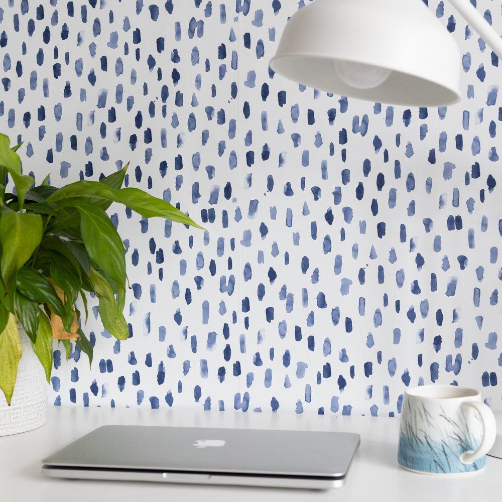 Blue - Wall Pops - Self Adhesive Wallpaper Bindu Blue - 5
