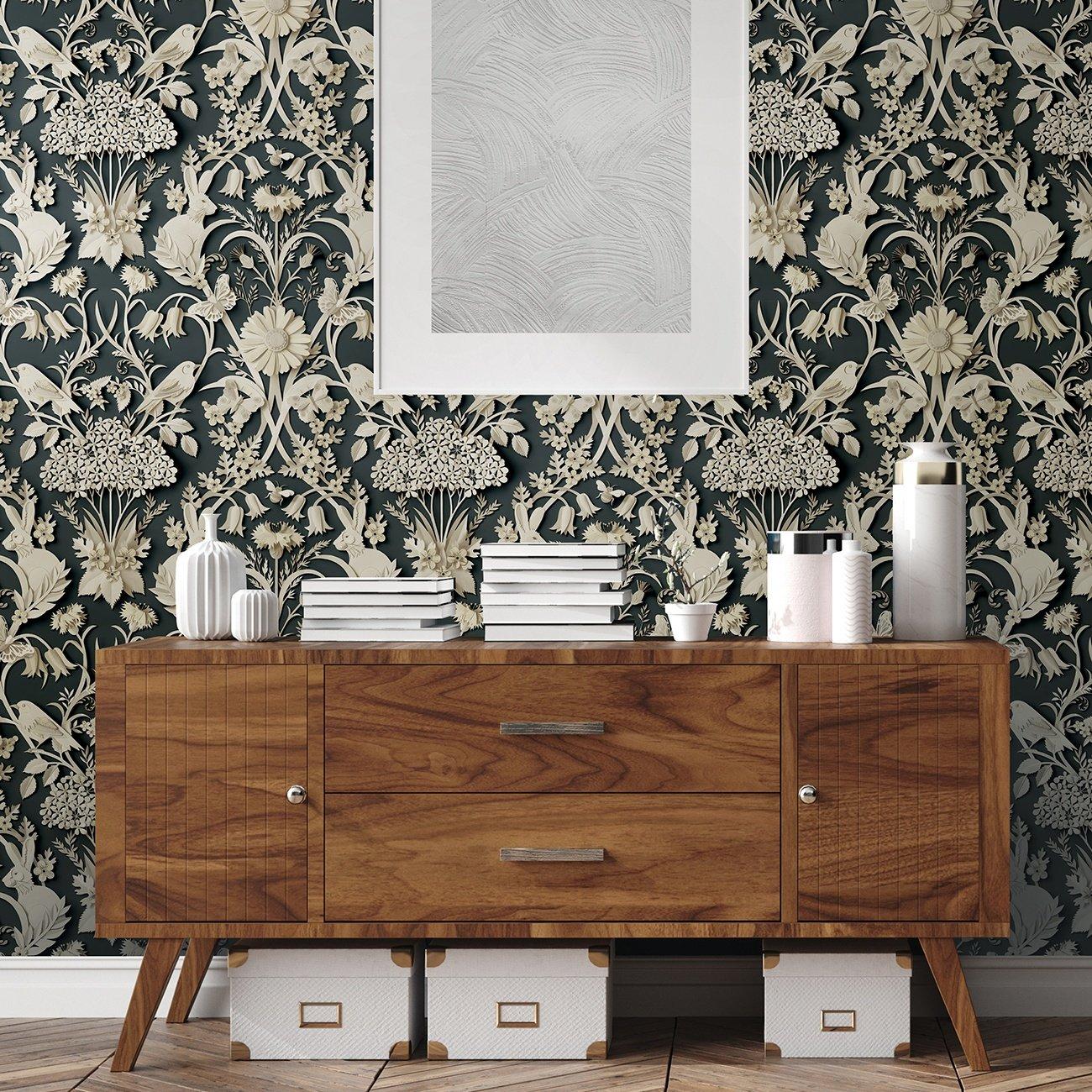 Black/White - Wall Pops - Self Adhesive Wallpaper Eloise Charcoal - 1