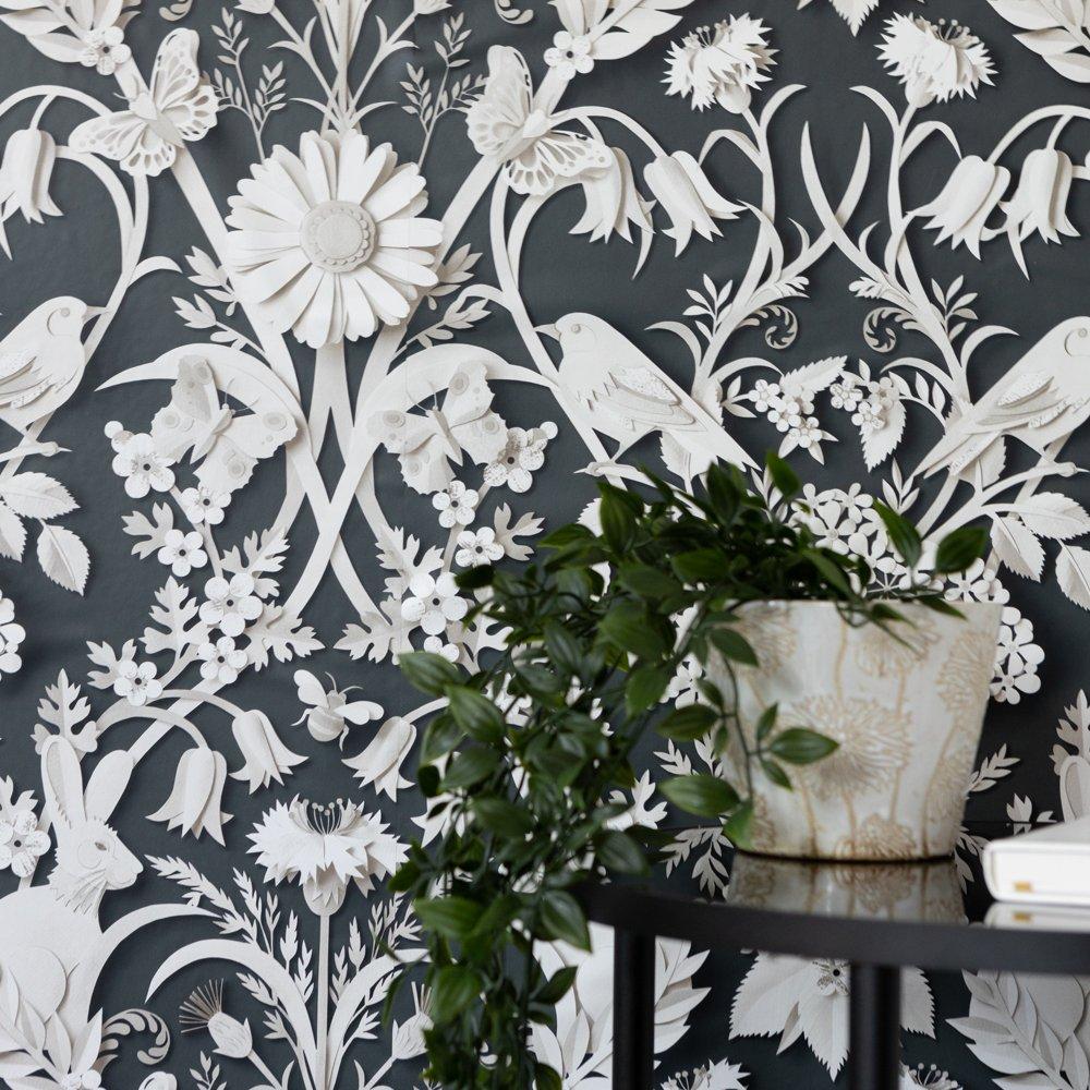 Black/White - Wall Pops - Self Adhesive Wallpaper Eloise Charcoal - 6