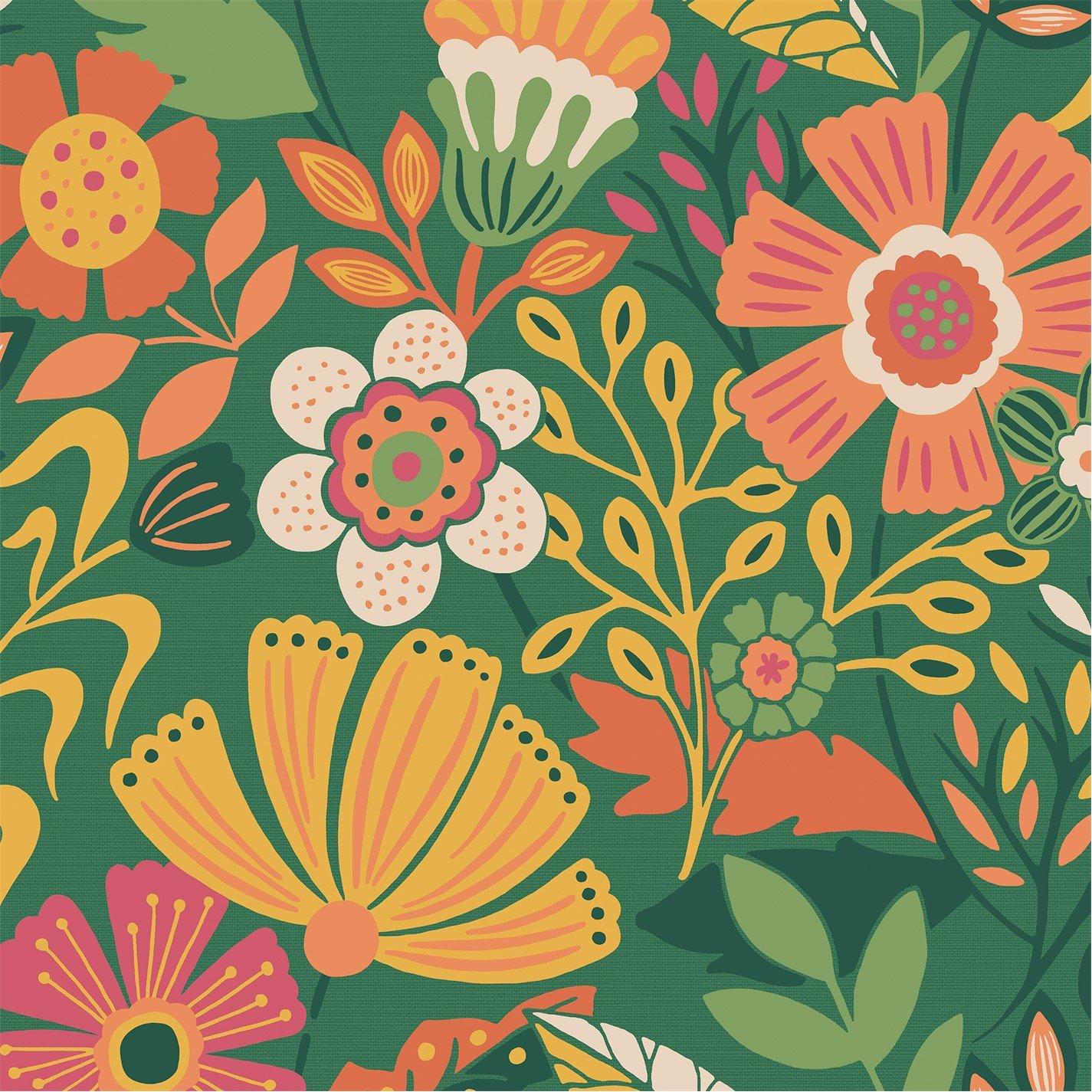 Forest Green/Mu - Envy - Oopsy Daisy Forest Green/Mustard/Orange Flora - 5