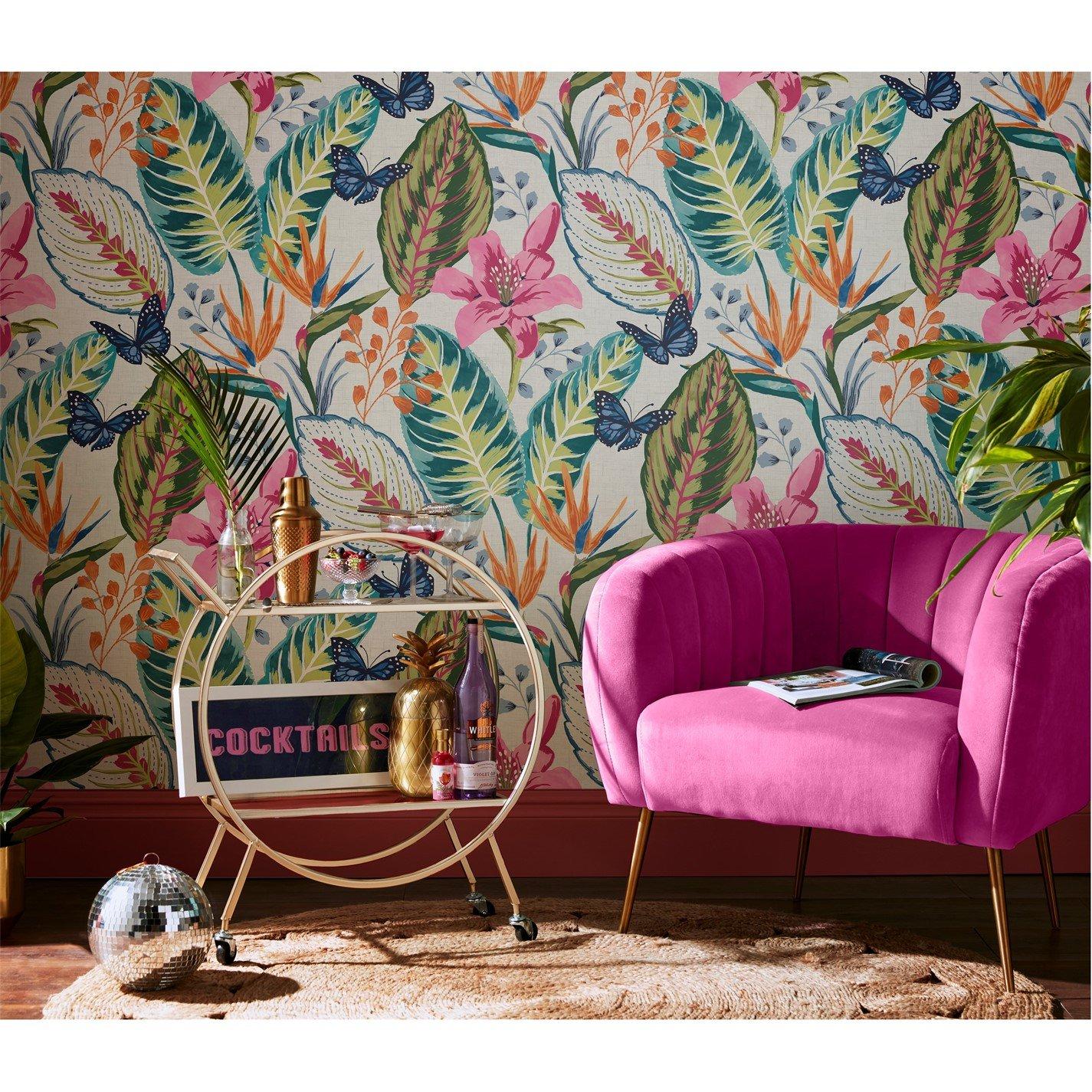 Mulitcolour - Envy - Eden Day Tropical Floral Wallpaper - 2
