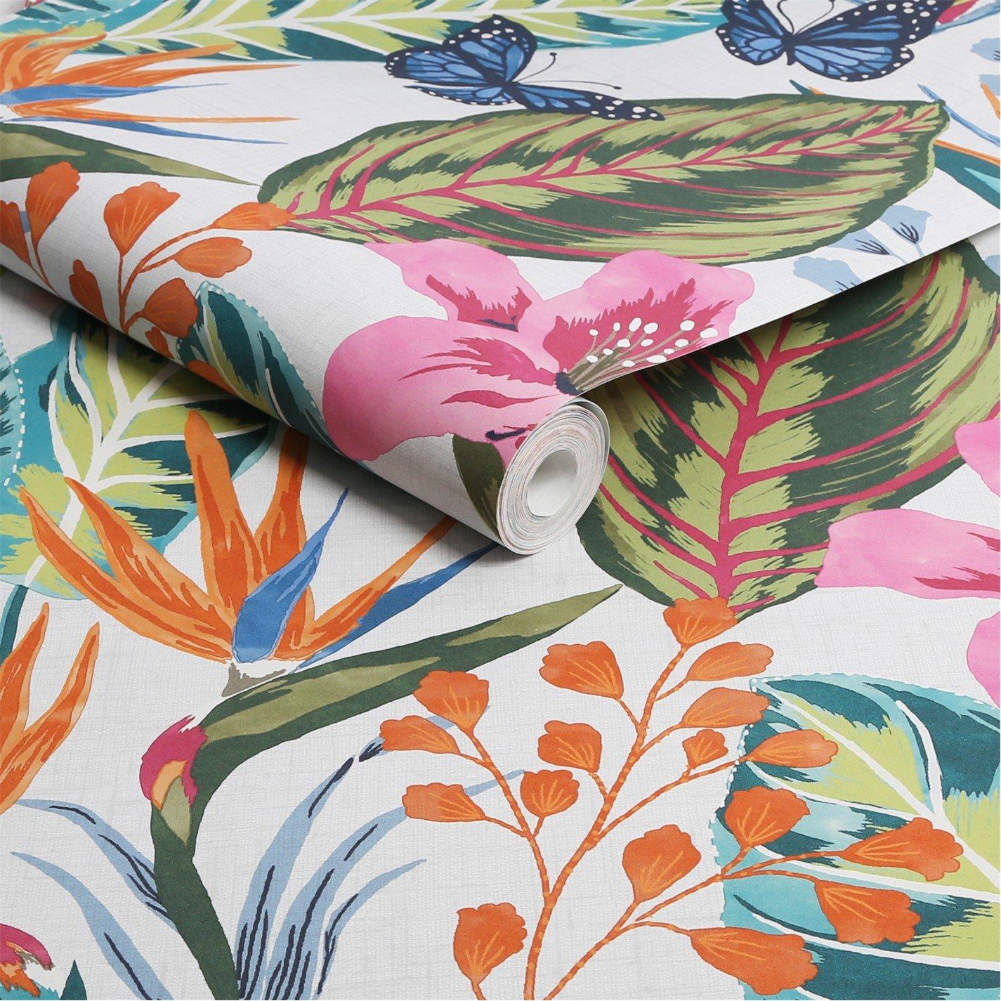 Mulitcolour - Envy - Eden Day Tropical Floral Wallpaper - 4
