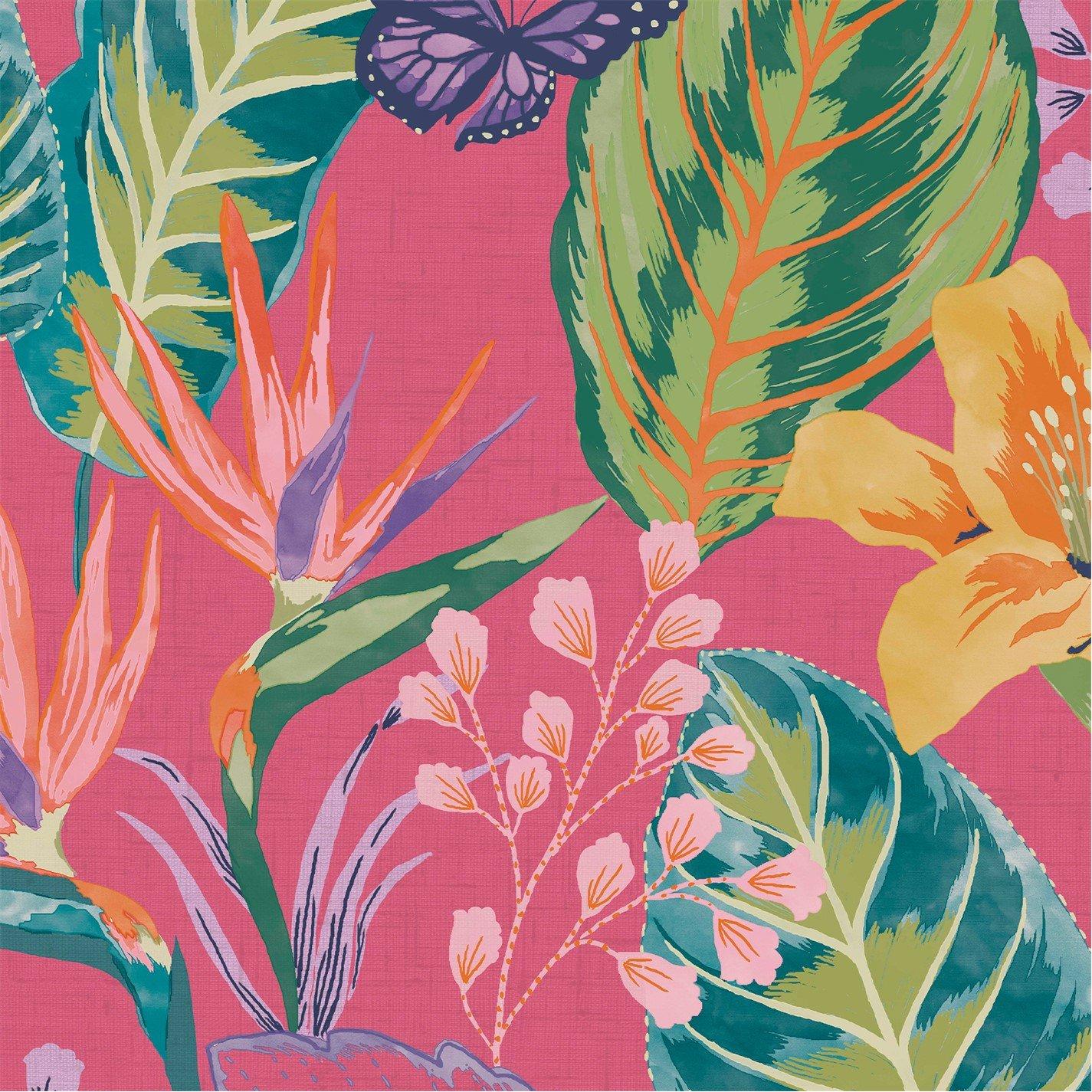 Envy  Eden Floral Wallpaper Hot Pink