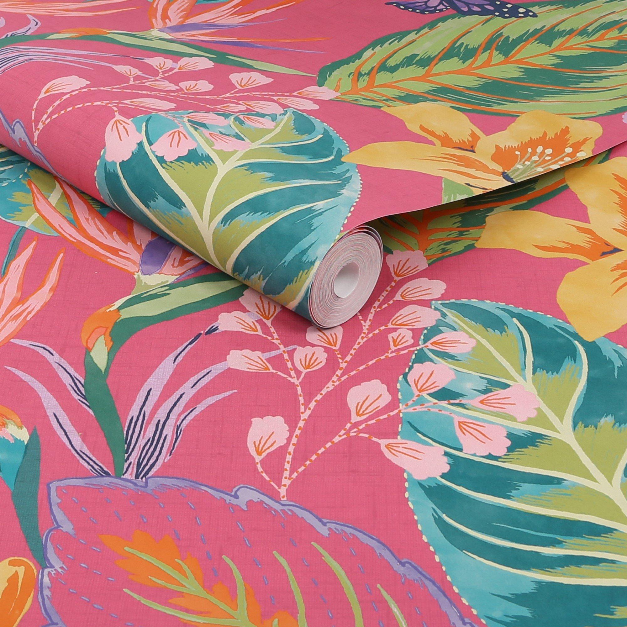 Hot Pink - Envy - Eden Hot Pink Floral Wallpaper - 4