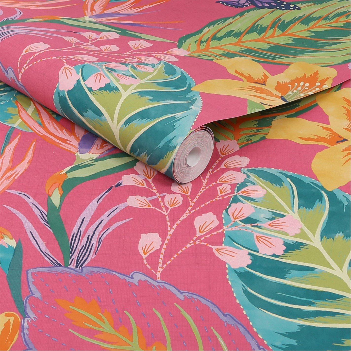 Hot Pink - Envy - Eden Hot Pink Floral Wallpaper - 4