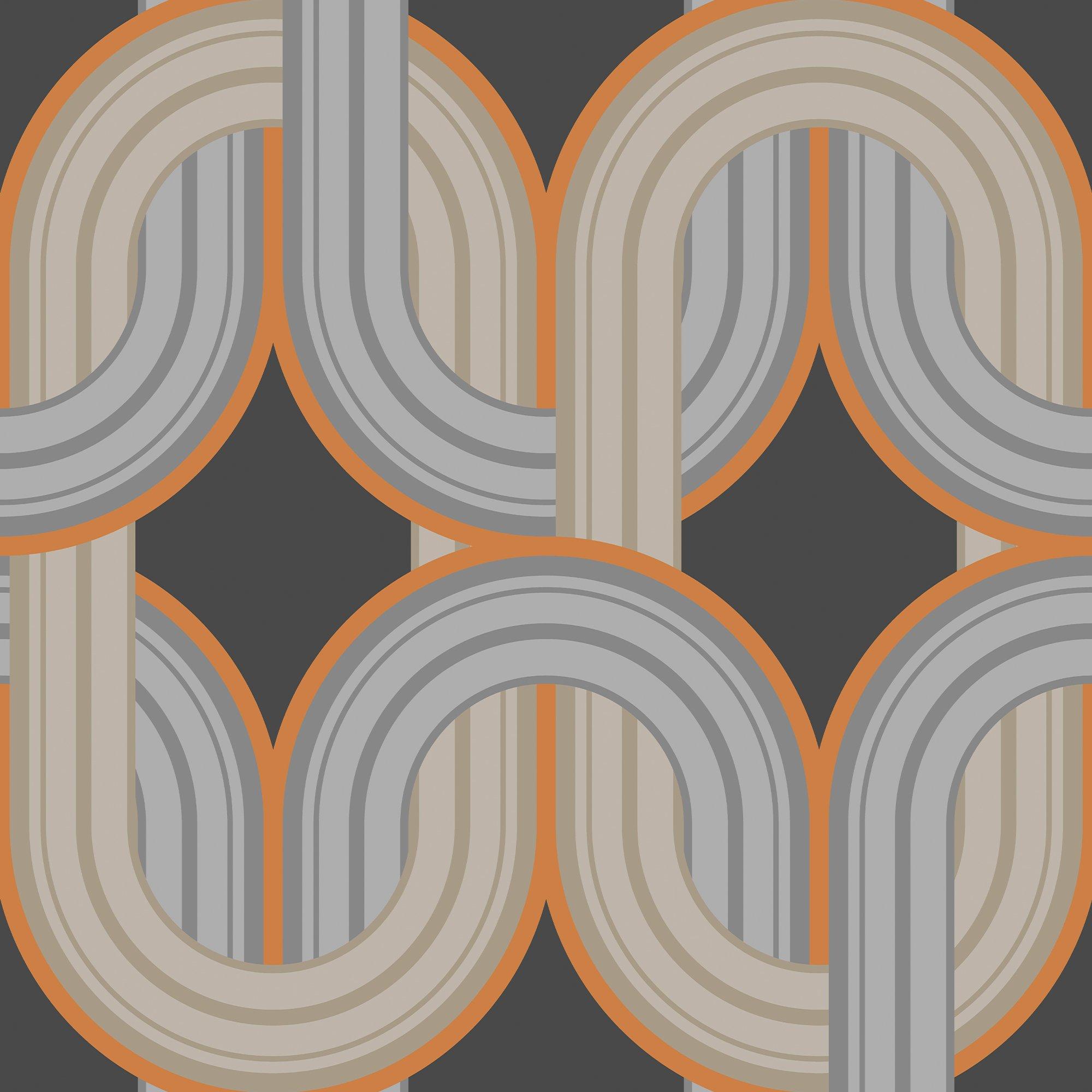 Choc Orange - Envy - Envy In the Loop Choc Orange Geometric Wallpaper - 3