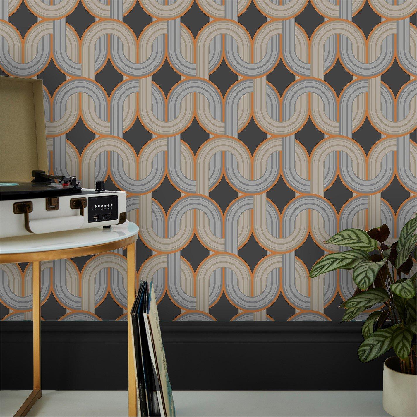 Choc Orange - Envy - In the Loop Choc Orange Geometric Wallpaper - 3