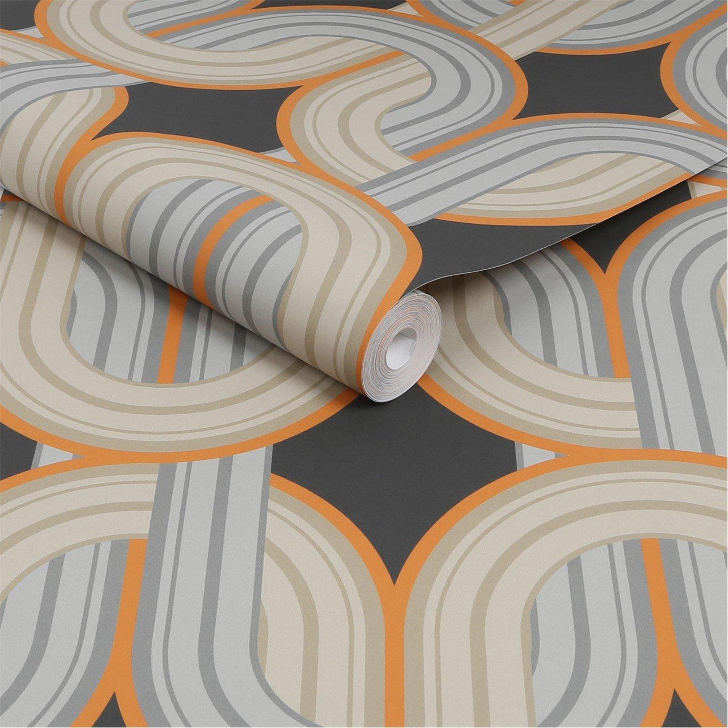 Choc Orange - Envy - In the Loop Choc Orange Geometric Wallpaper - 4