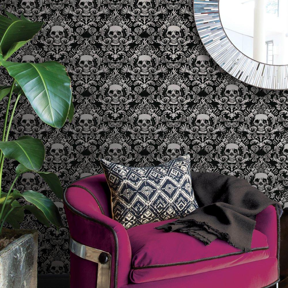 Black - Wall Pops - Self Adhesive Wallpaper Fieri Black - 1