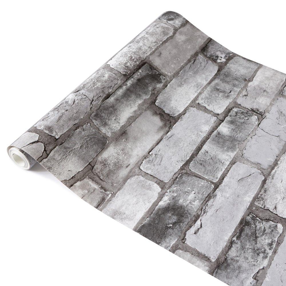 Grey - Wall Pops - Self Adhesive Wallpaper London Brick Grey - 2