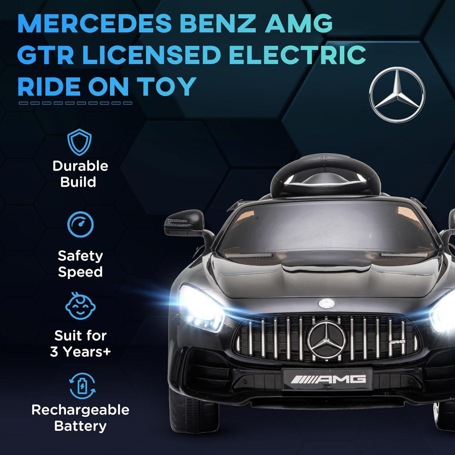 Black - HOMCOM - Mercedes Benz AMG GTR Licensed 12V Ride On - 3