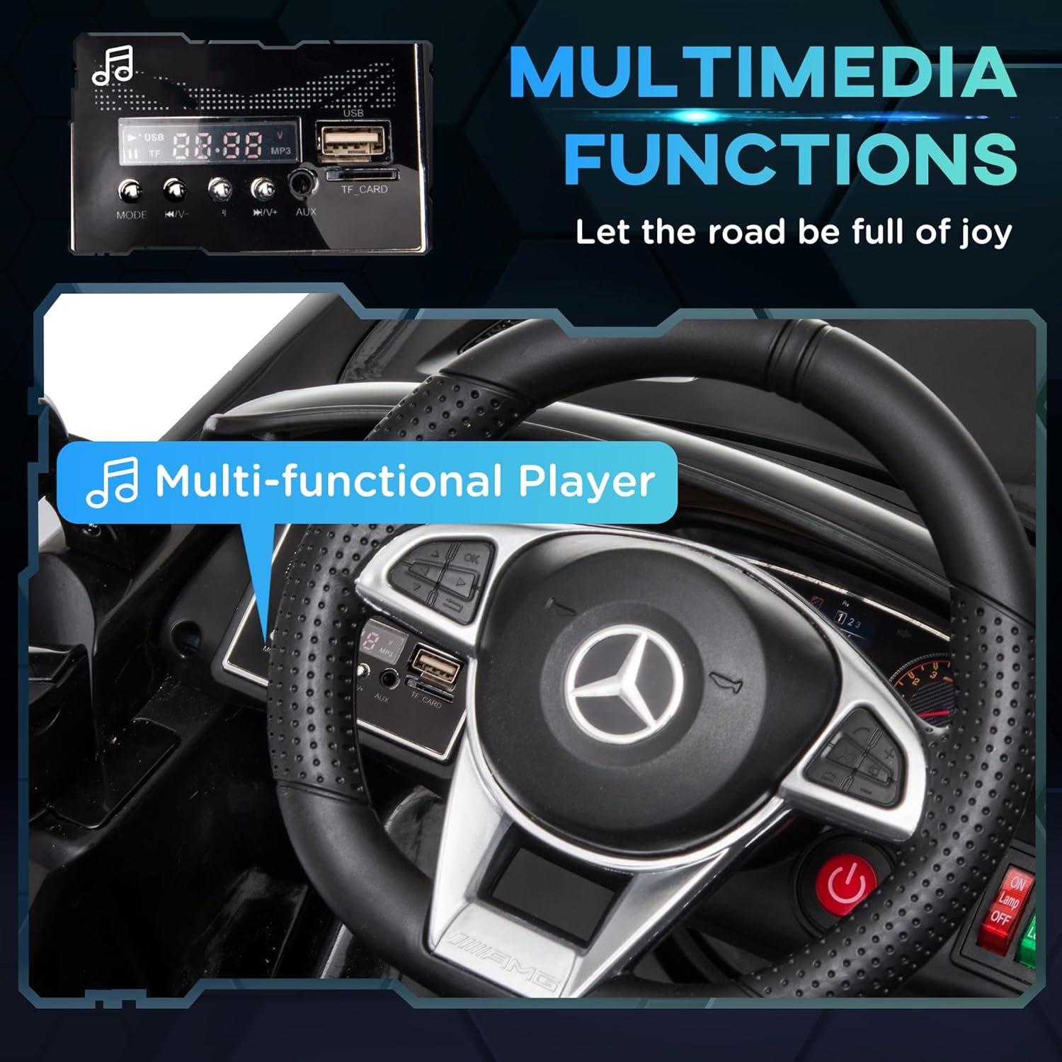 Black - HOMCOM - Mercedes Benz AMG GTR Licensed 12V Ride On - 6