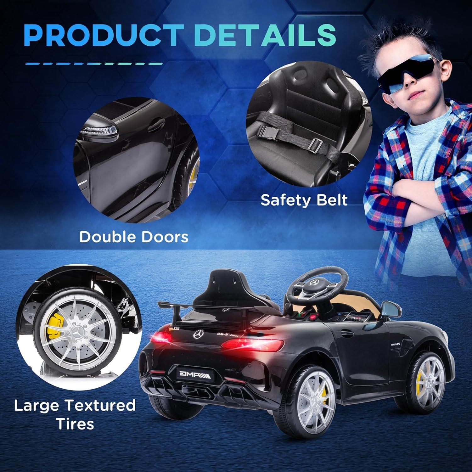 Black - HOMCOM - Mercedes Benz AMG GTR Licensed 12V Ride On - 7