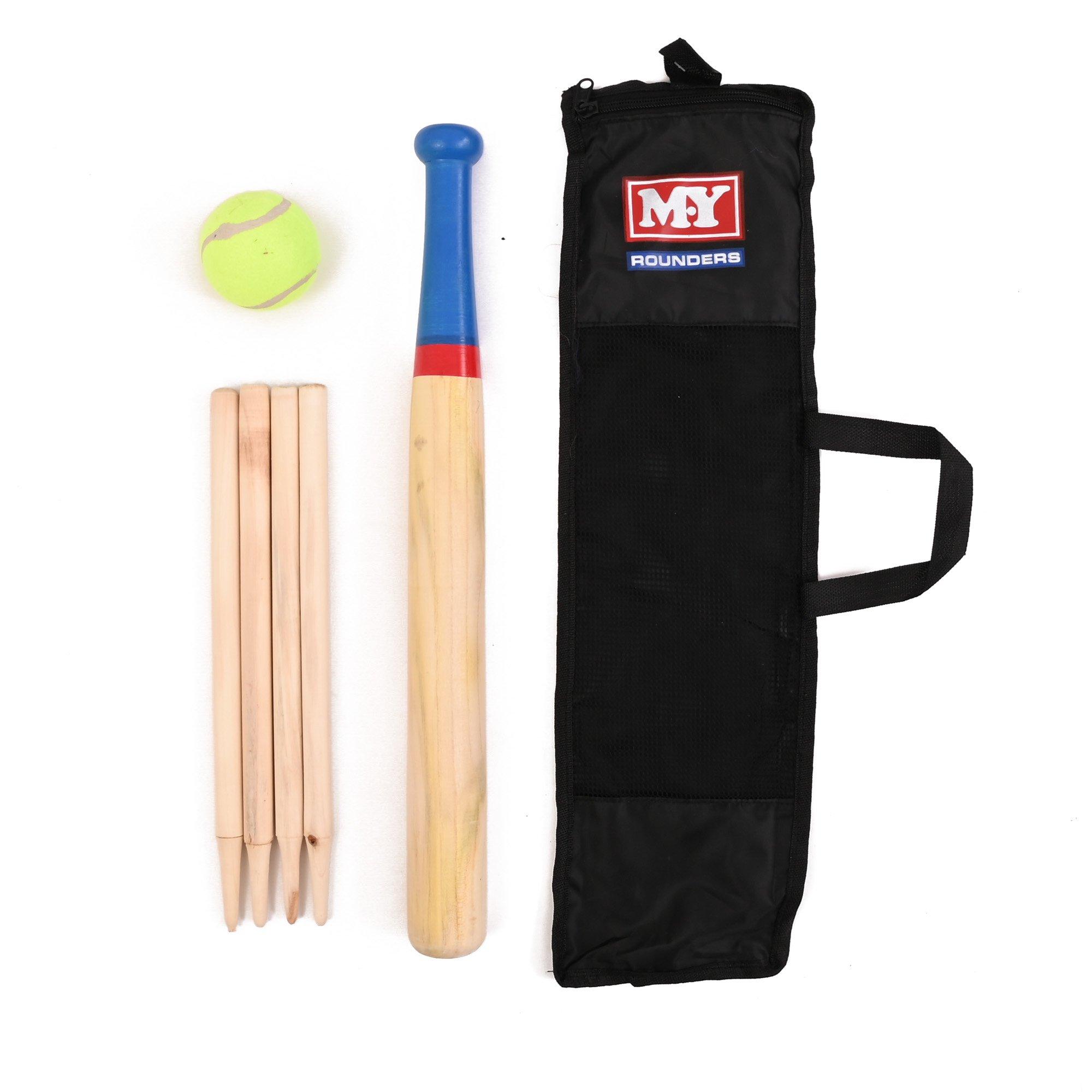 M.y  Kids Deluxe 6 Piece Wooden Rounders Set & Carry Bag -  Colour