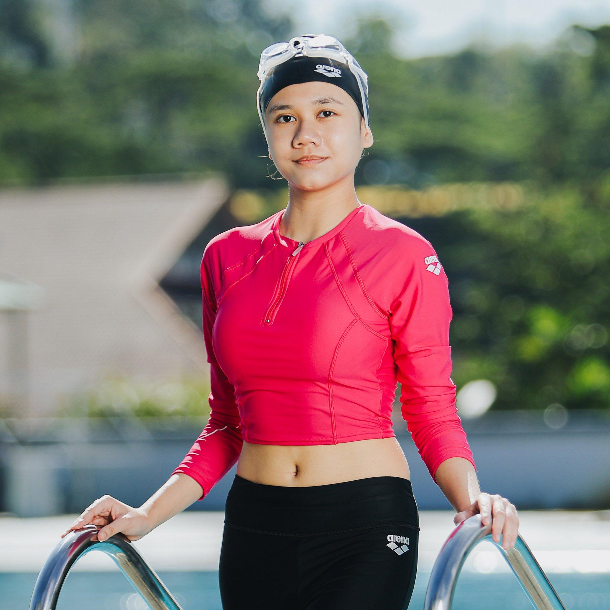 Pink - Arena - Long Sleeve UV Crop Top Womens - 4