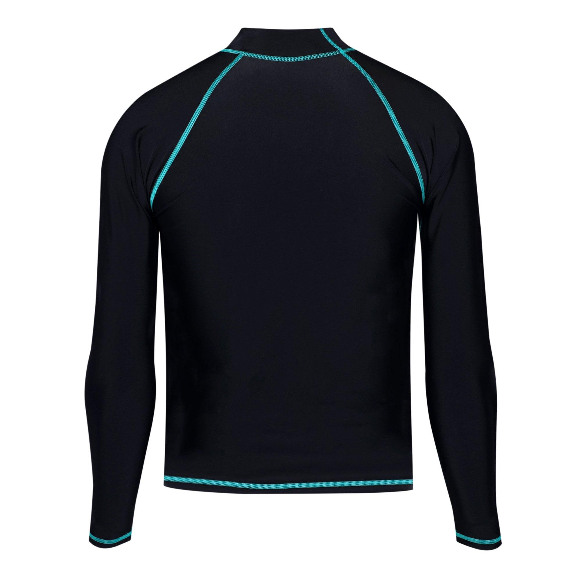 Black/Turquoise - Speedo - Eco Endurance Tech Long Sleeve Mens Rash Top - 2