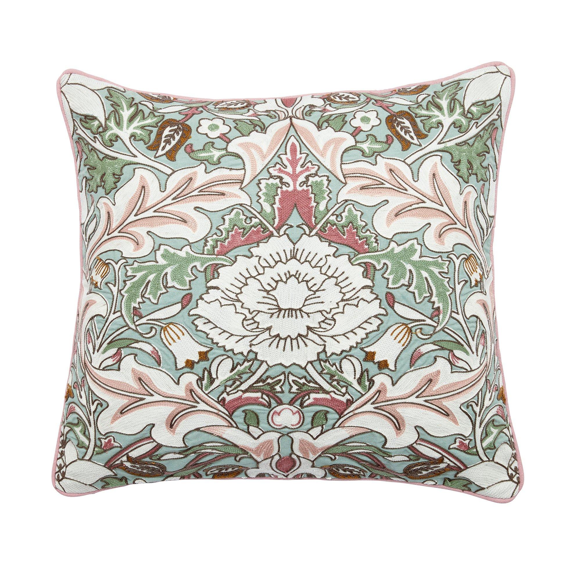 Cochineal Pink - Morris and Co - Strawberry Thief - Severne Embroidered Cushion - 1