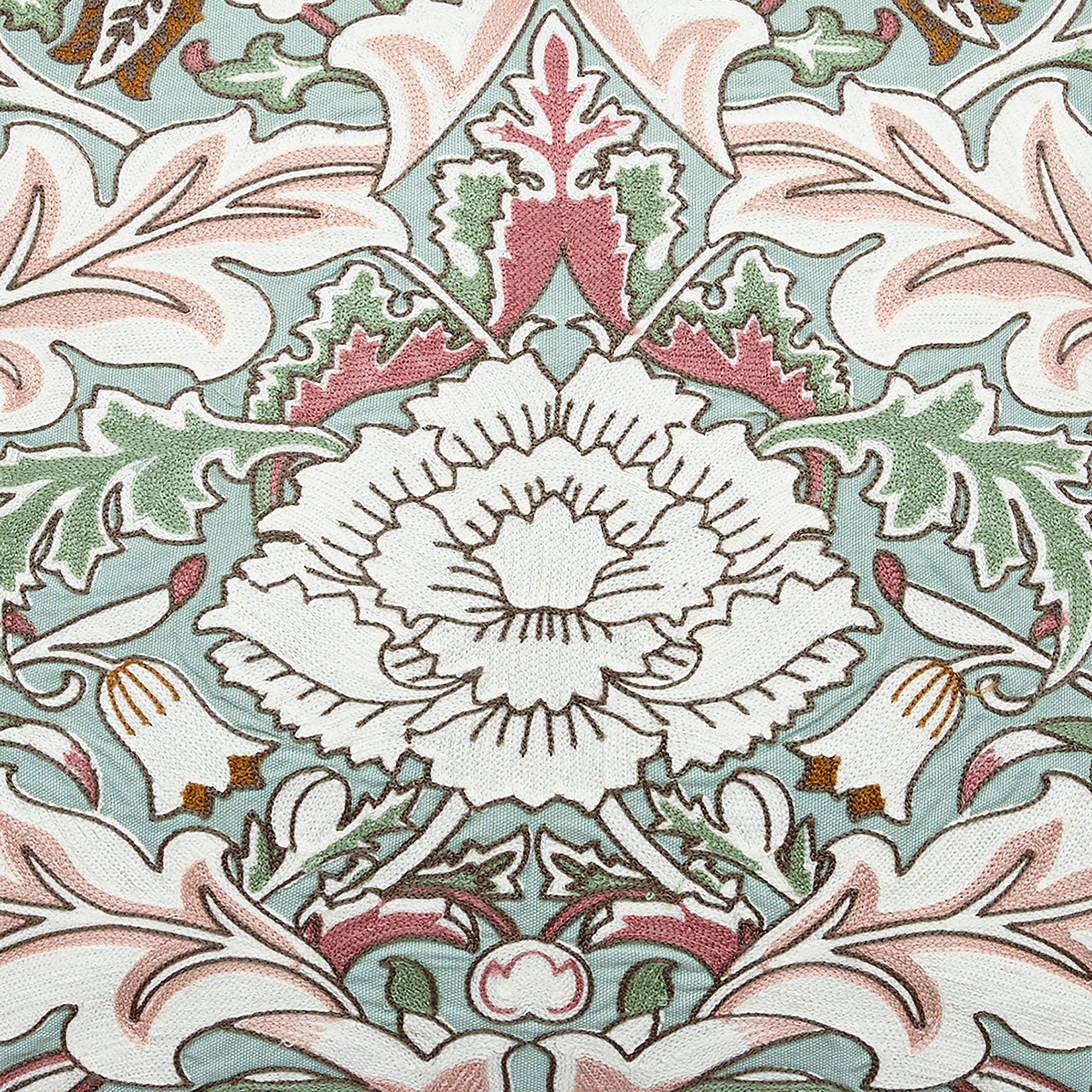 Cochineal Pink - Morris and Co - Strawberry Thief - Severne Embroidered Cushion - 2