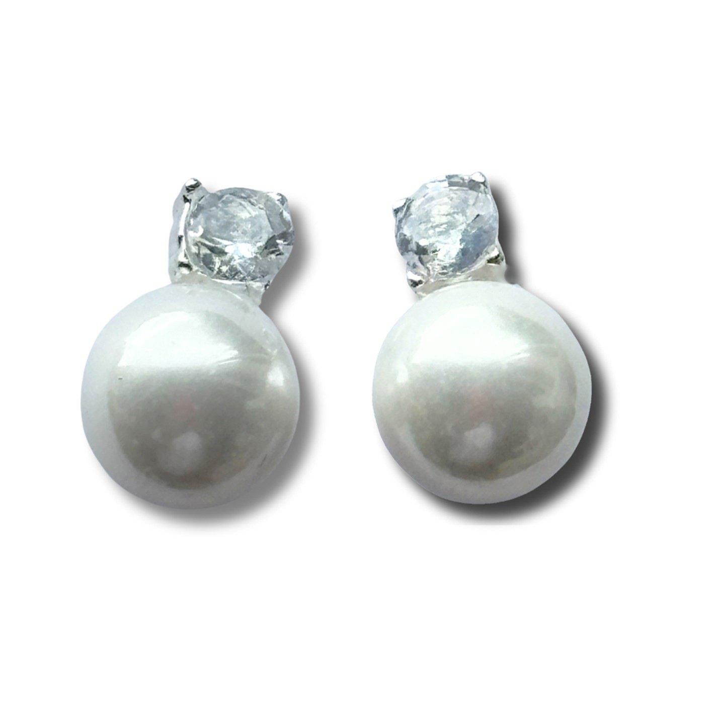 Silver - Aye Do Gifts - Cubic Zirconia Pearl Stud Earrings 2642-NP - 3
