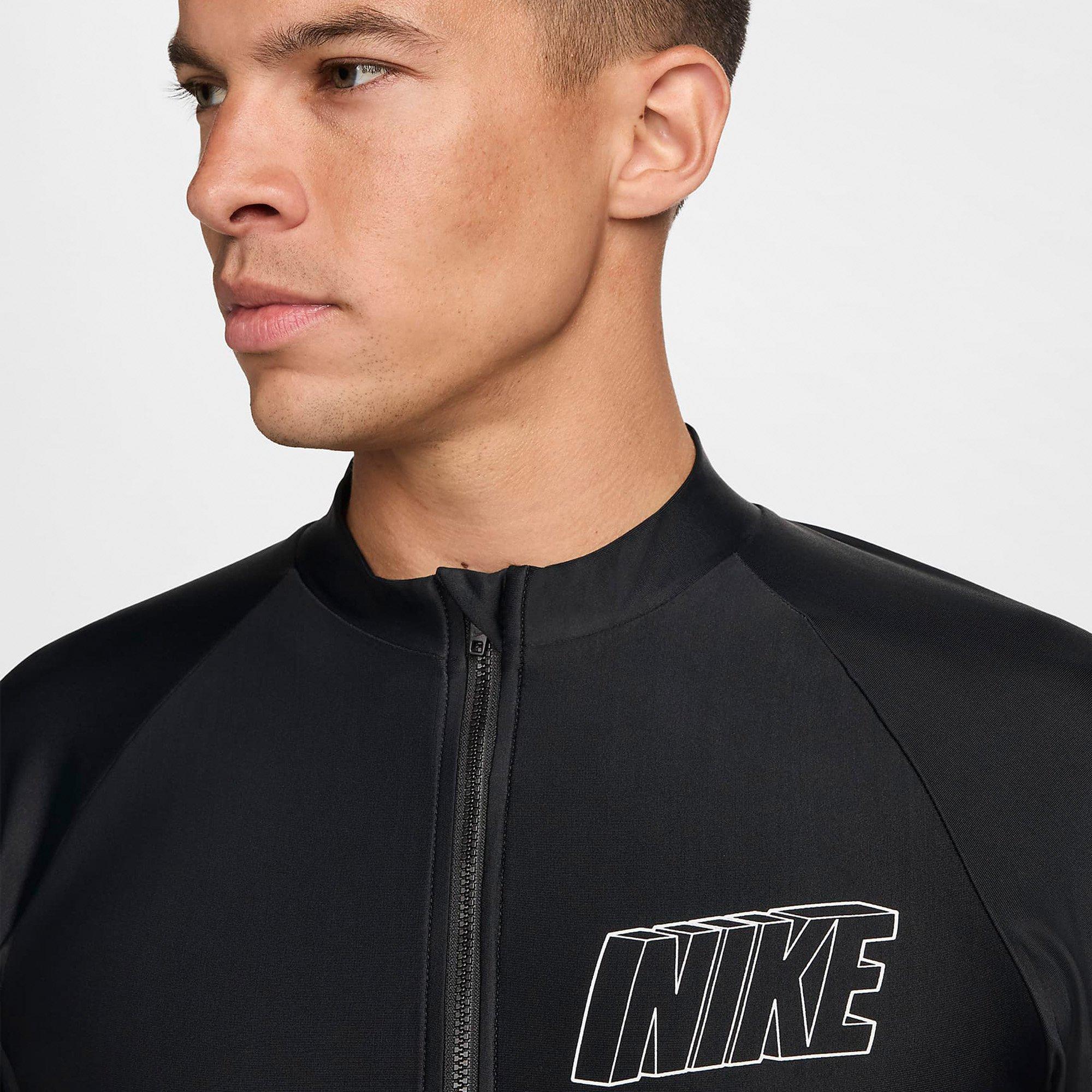 Black - Nike - 3D Mens Long-Sleeve Zip Hydroguard - 3