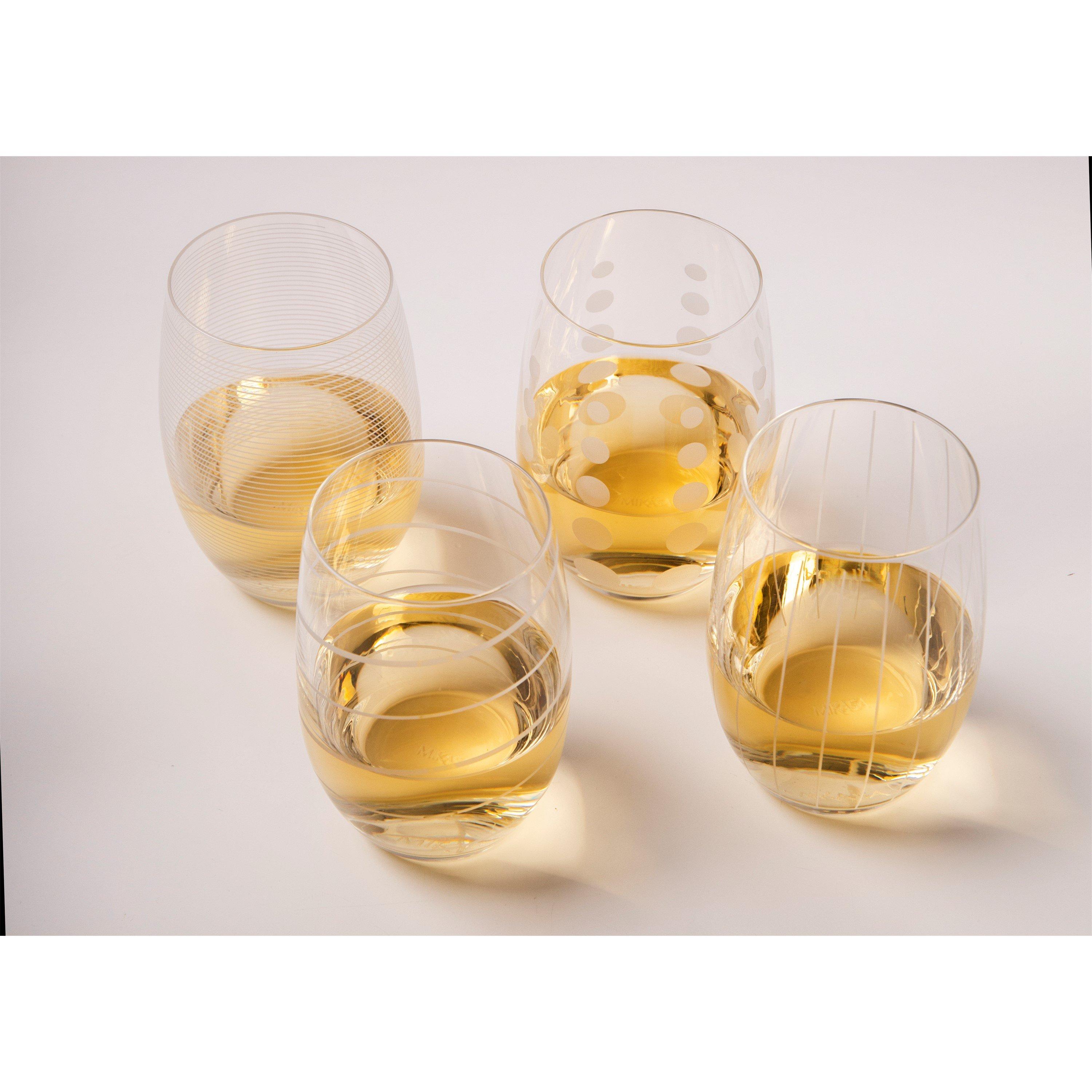 Clear - Mikasa - Mikasa 'Cheers' Set of 4 Etched Crystal Stemless W - 2
