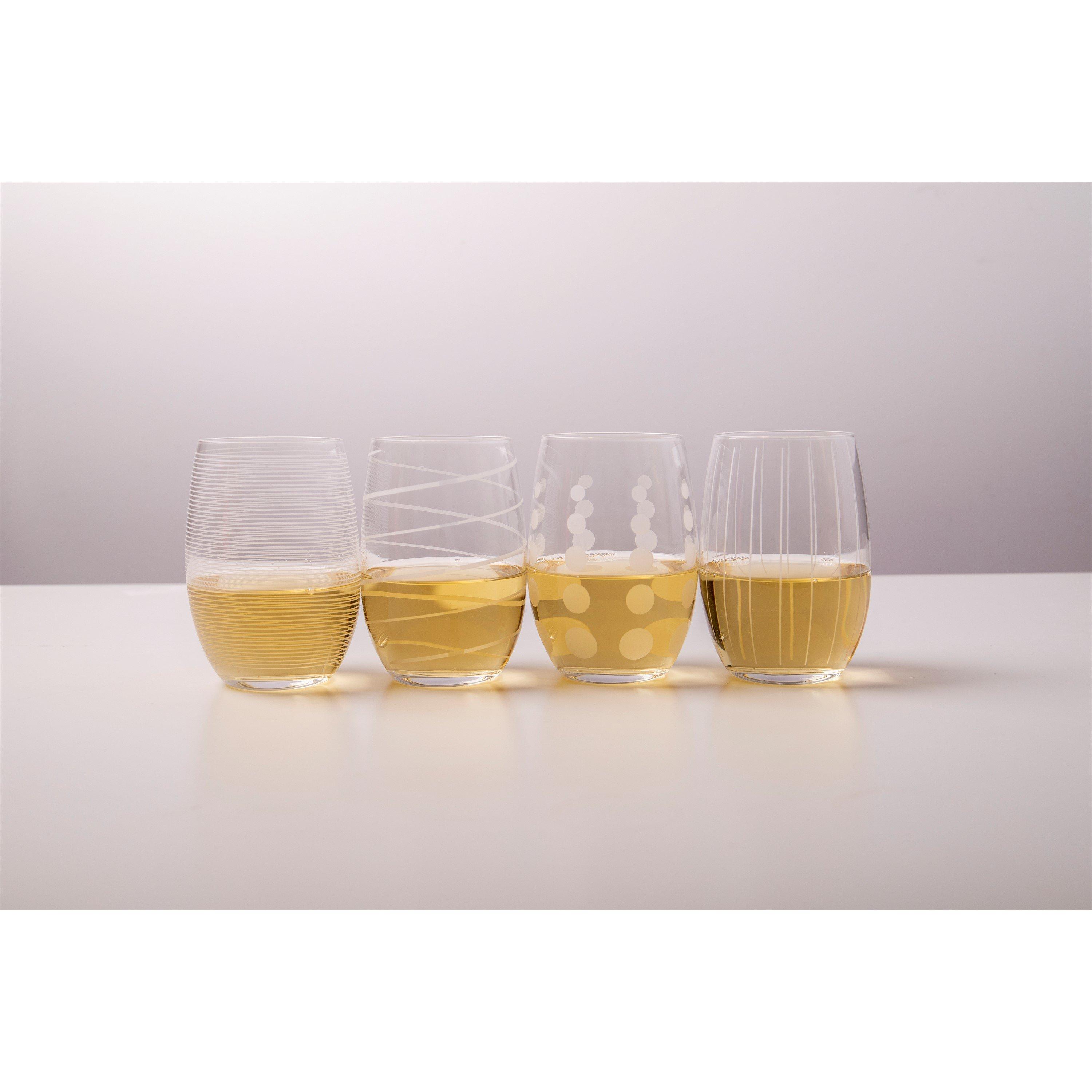 Clear - Mikasa - Mikasa 'Cheers' Set of 4 Etched Crystal Stemless W - 3