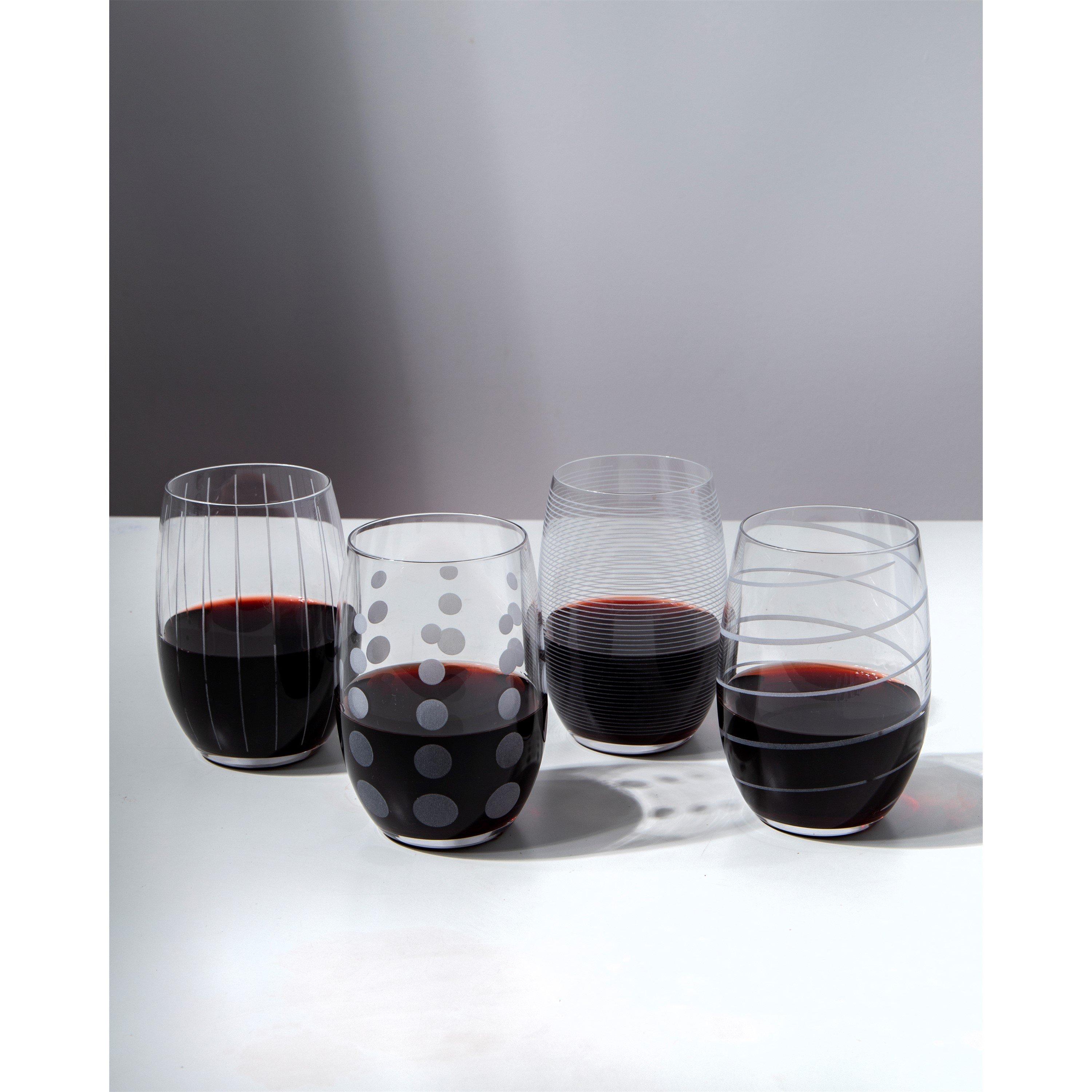 Clear - Mikasa - Mikasa 'Cheers' Set of 4 Etched Crystal Stemless W - 4