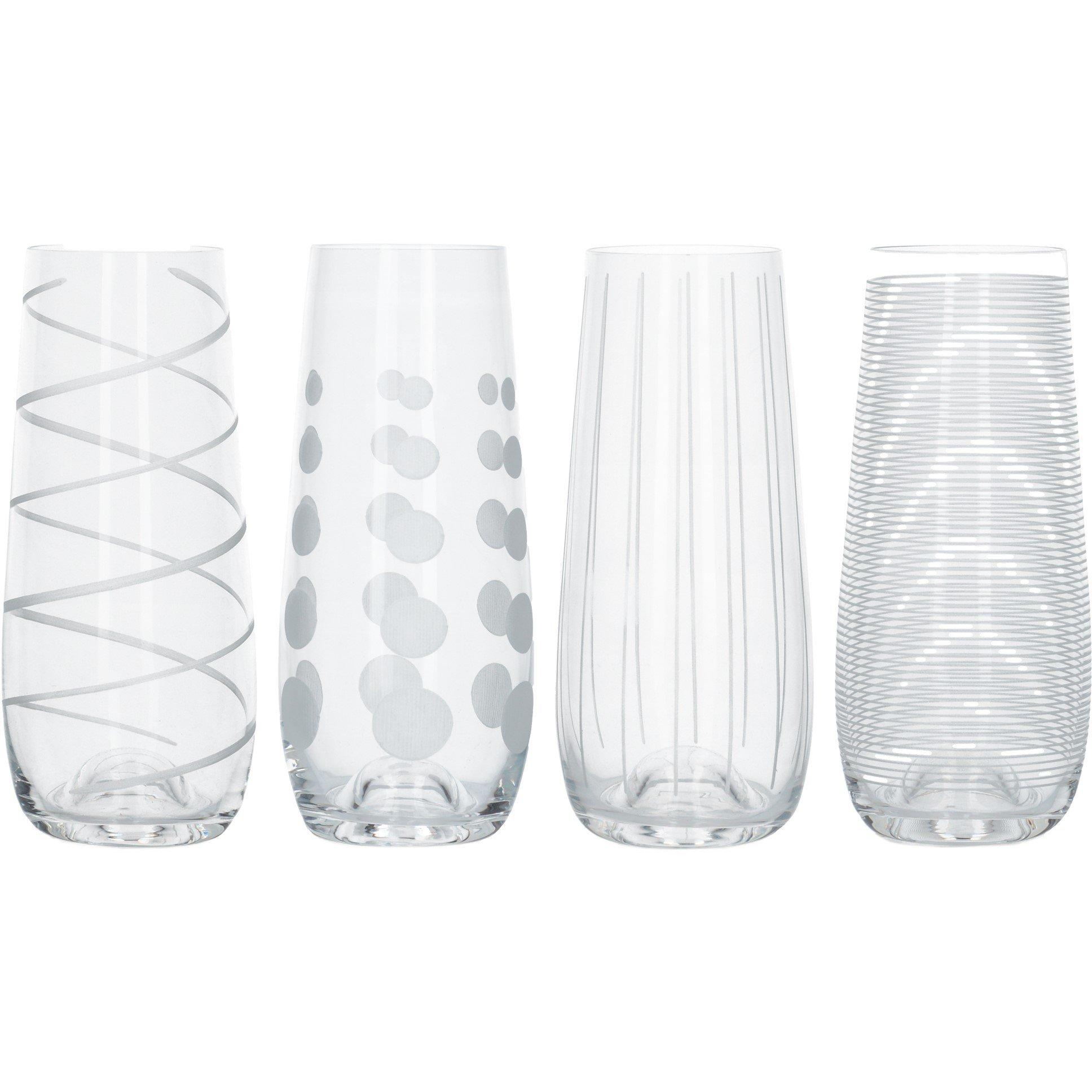 Clear - Mikasa - Cheers Pack Of 4 Stemless Flute Glasses - 1