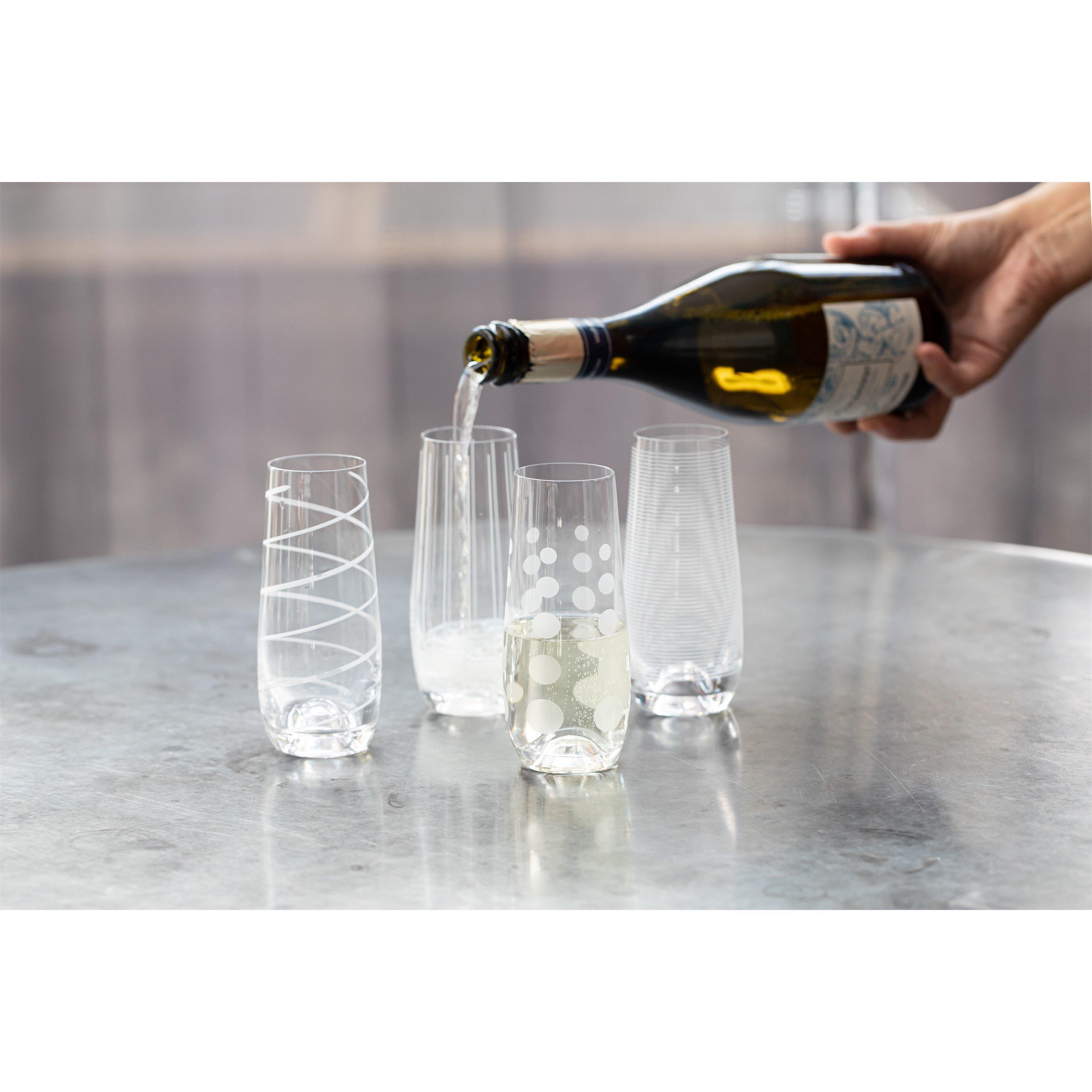 Clear - Mikasa - Mikasa Cheers Pack Of 4 Stemless Flute Glasses - 3