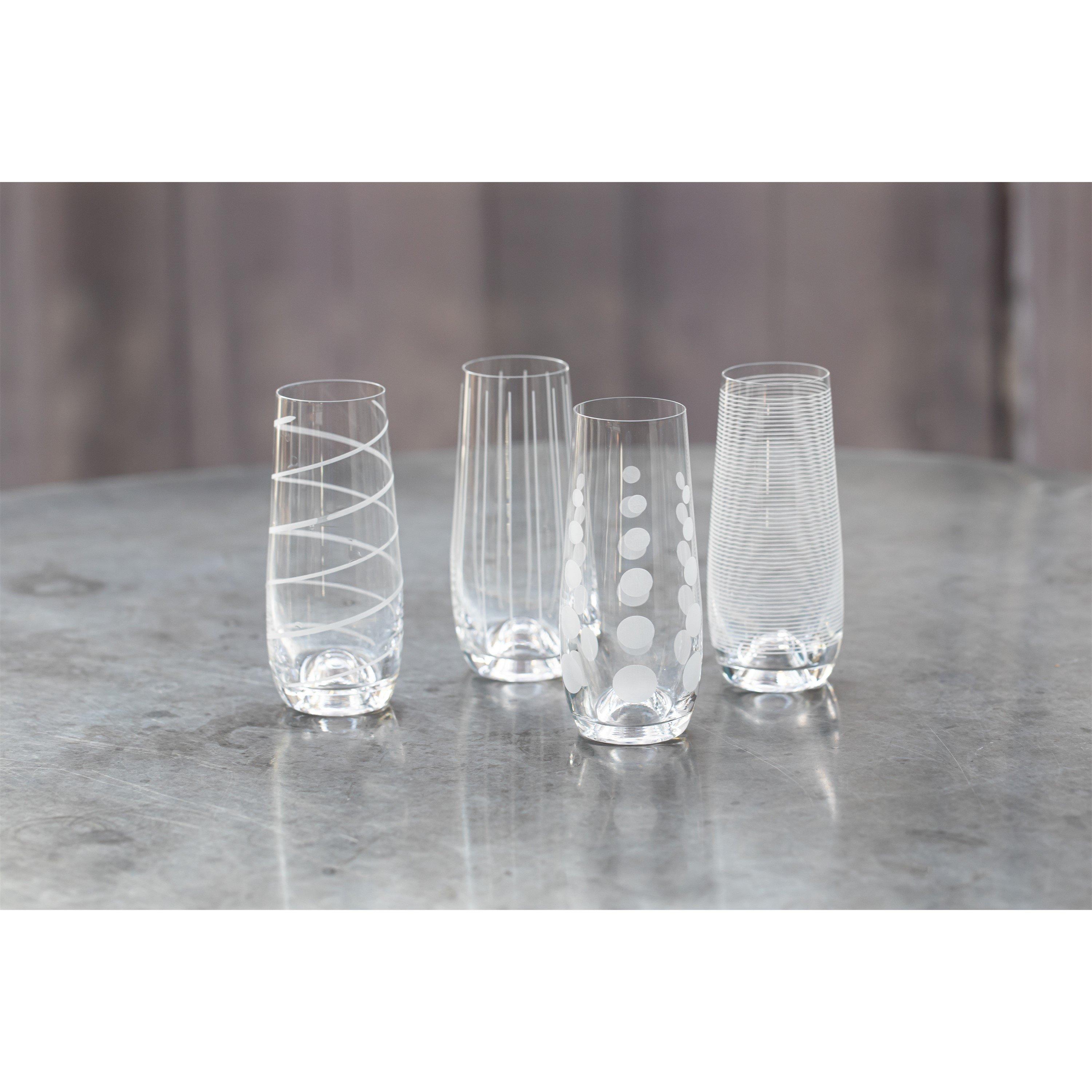 Clear - Mikasa - Mikasa Cheers Pack Of 4 Stemless Flute Glasses - 5