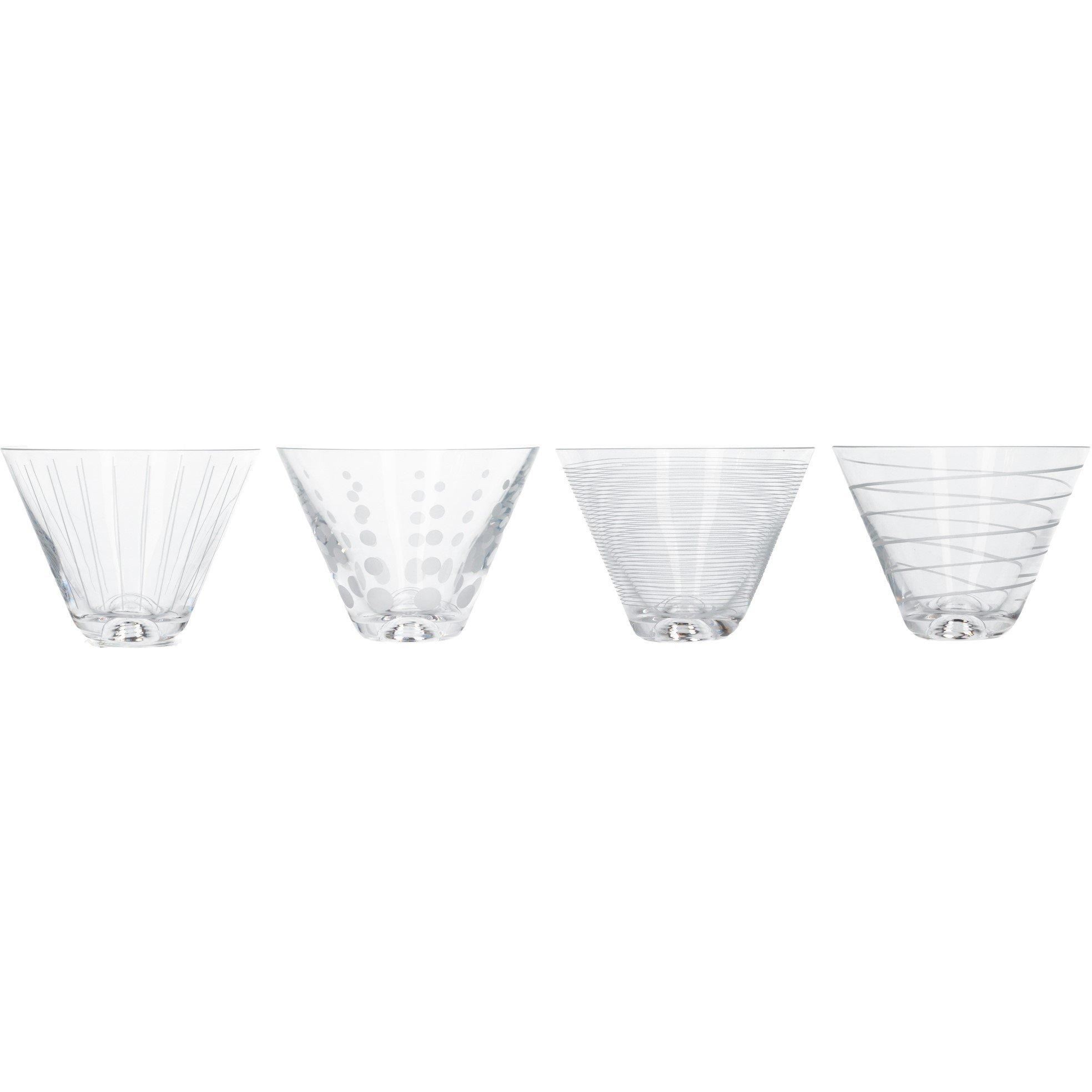 Mikasa  Cheers Pack Of 4 Stemless Martini Glasses - Clear - 270ML