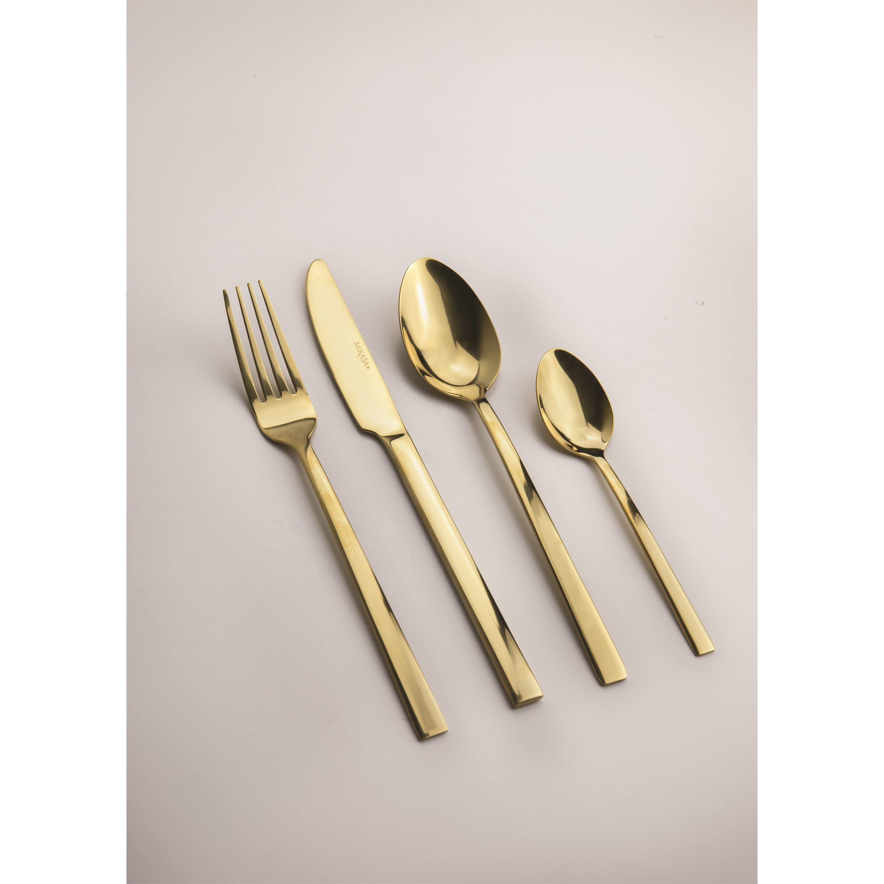Metallic Gray - Mikasa - Ciara Diseno 16 Piece Cutlery Set - Gold - 5