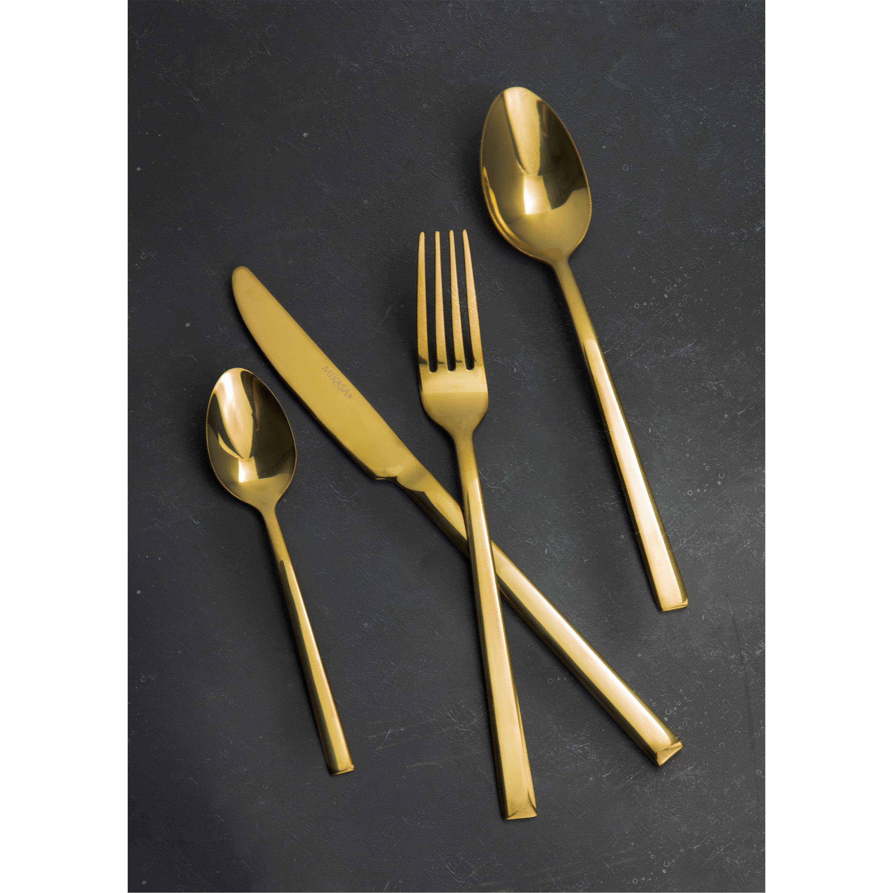 Metallic Gray - Mikasa - Ciara Diseno 16 Piece Cutlery Set - Gold - 6