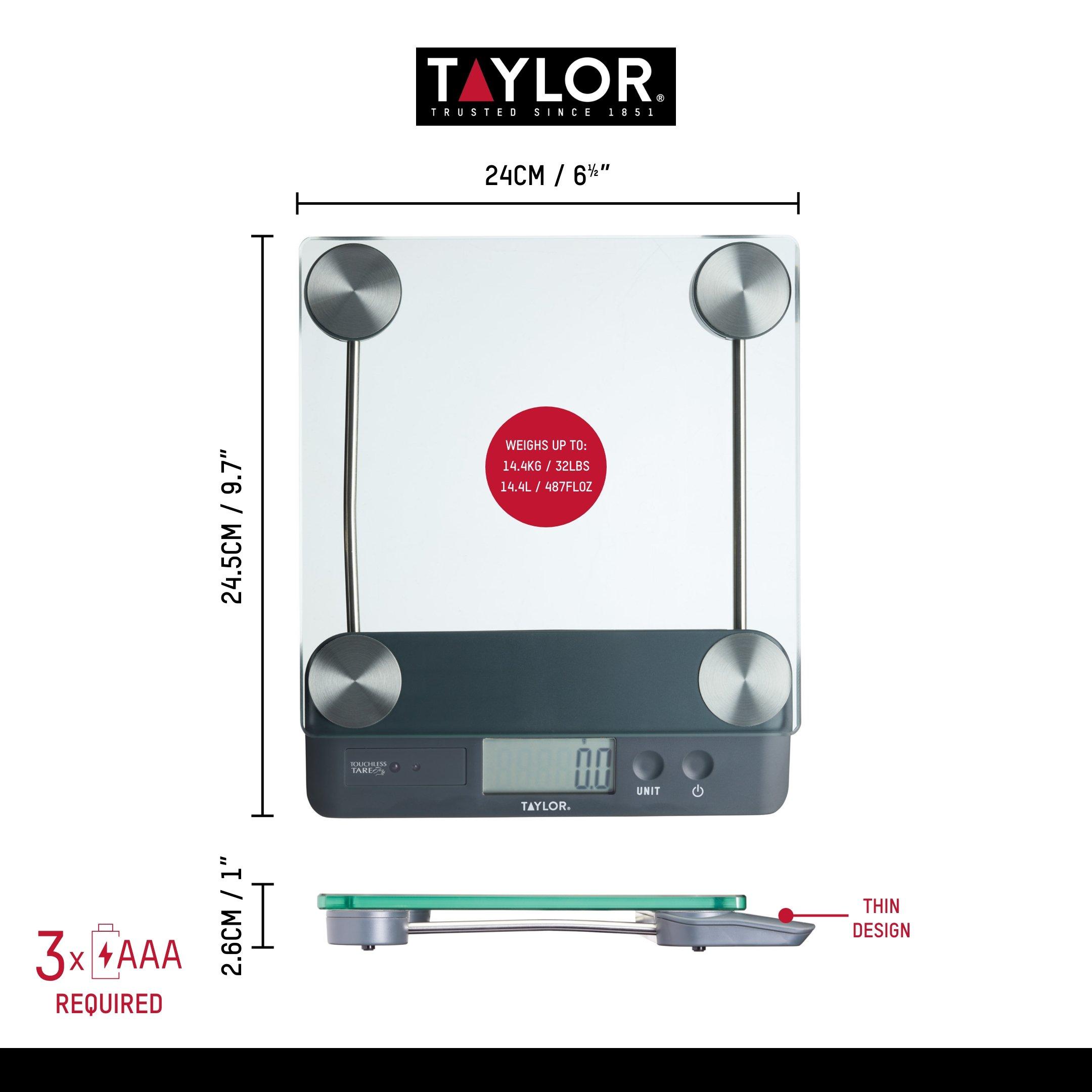 Clear - Taylor - Taylor Pro Touchless TARE Digital Dual 14.4Kg - 3