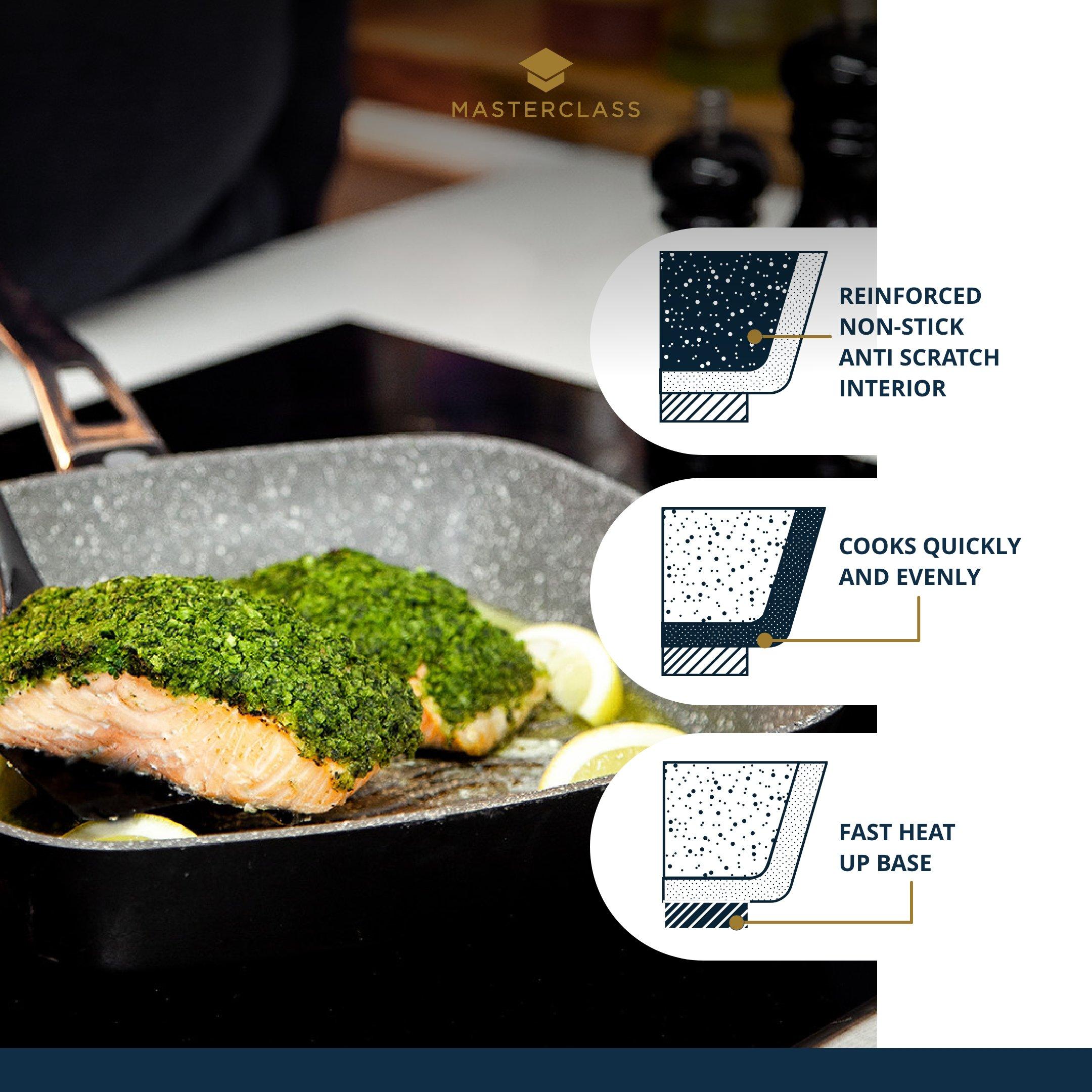 Grey - MasterClass - MasterClass Cast Aluminium Grill Pan, 28cm - 4