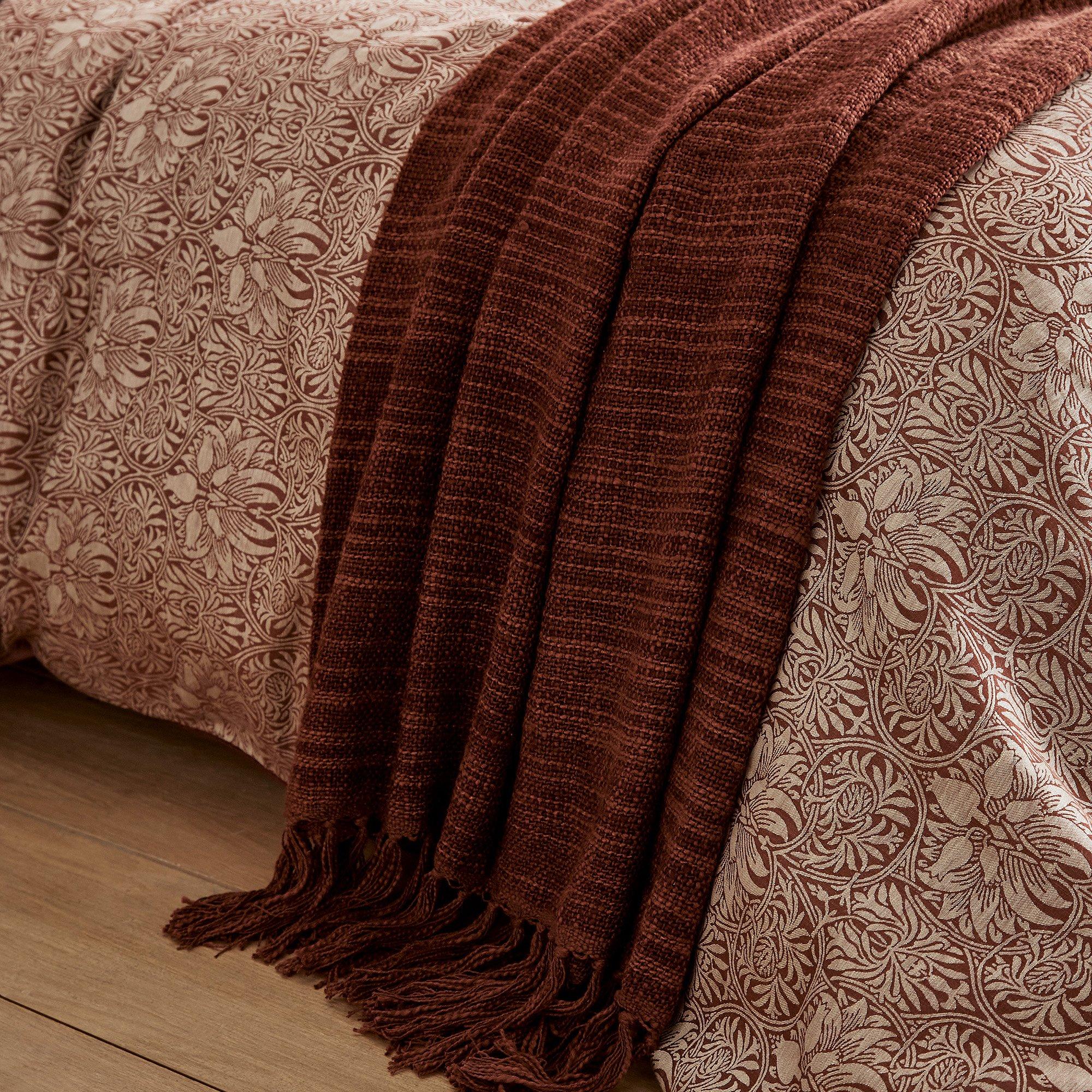 Red - Morris and Co - Crown Imperial Woven Throw - 2