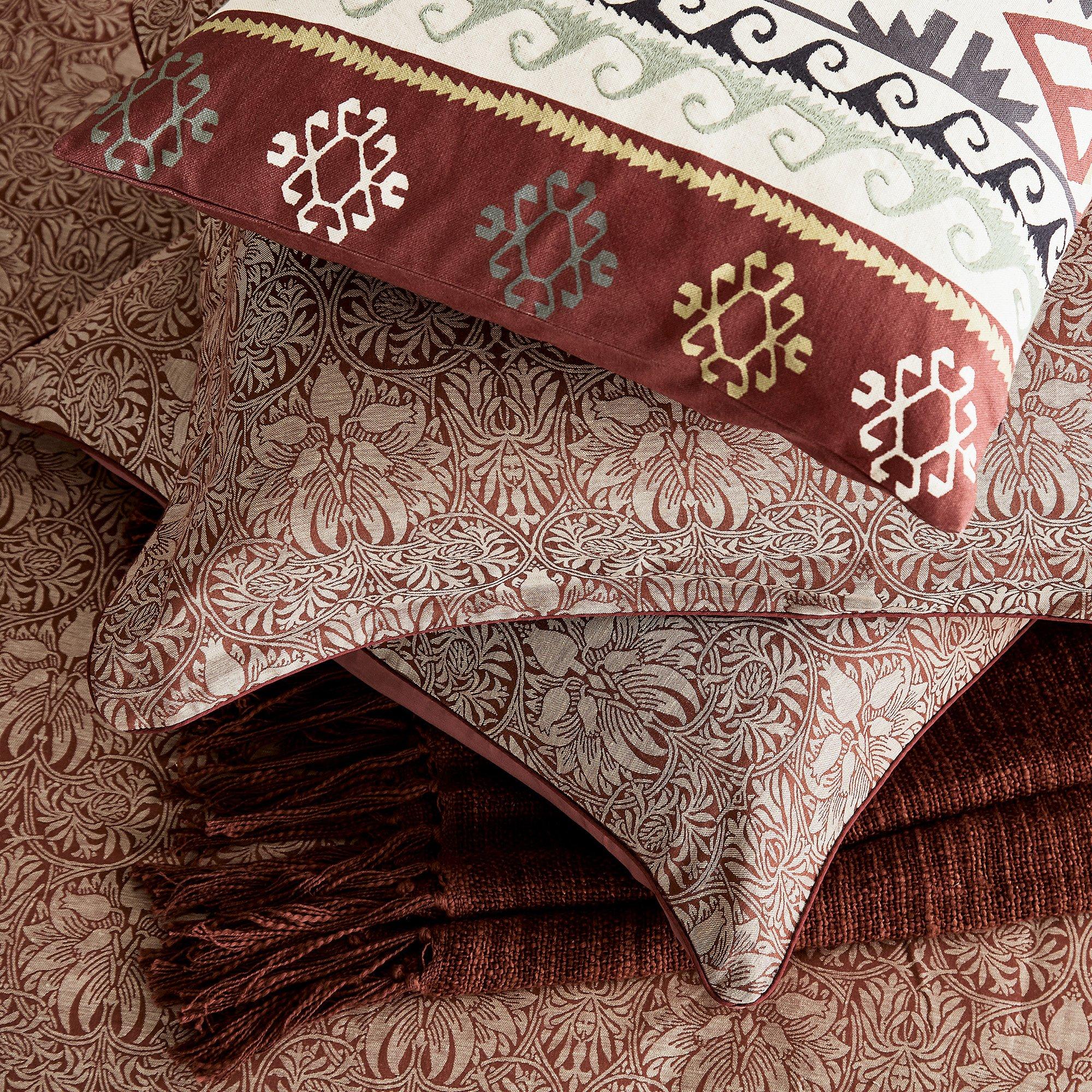 Red - Morris and Co - Crown Imperial Woven Throw - 3