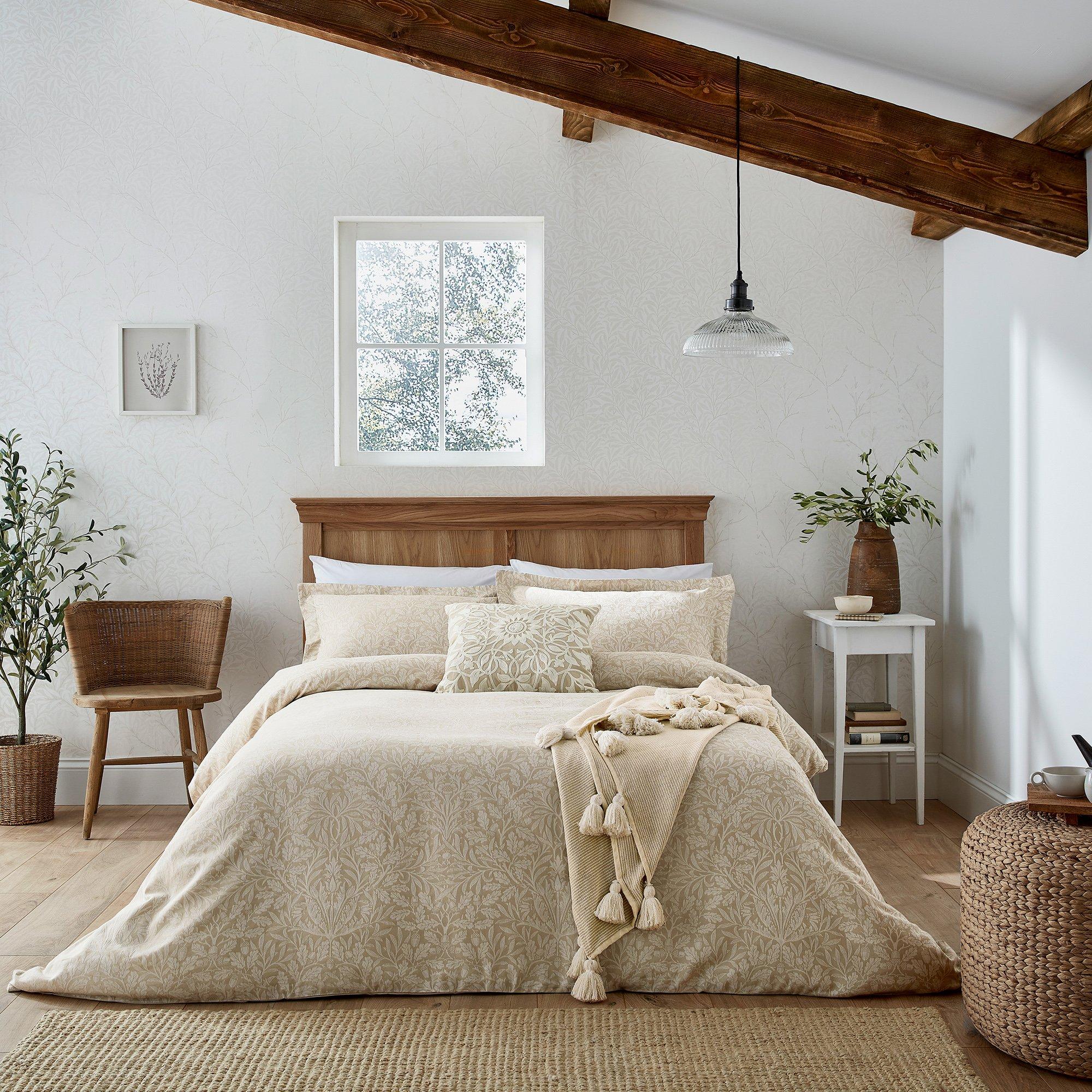 Morris And Co  Pure Acorn Jacquard Duvet Cover Linen - SINGLE