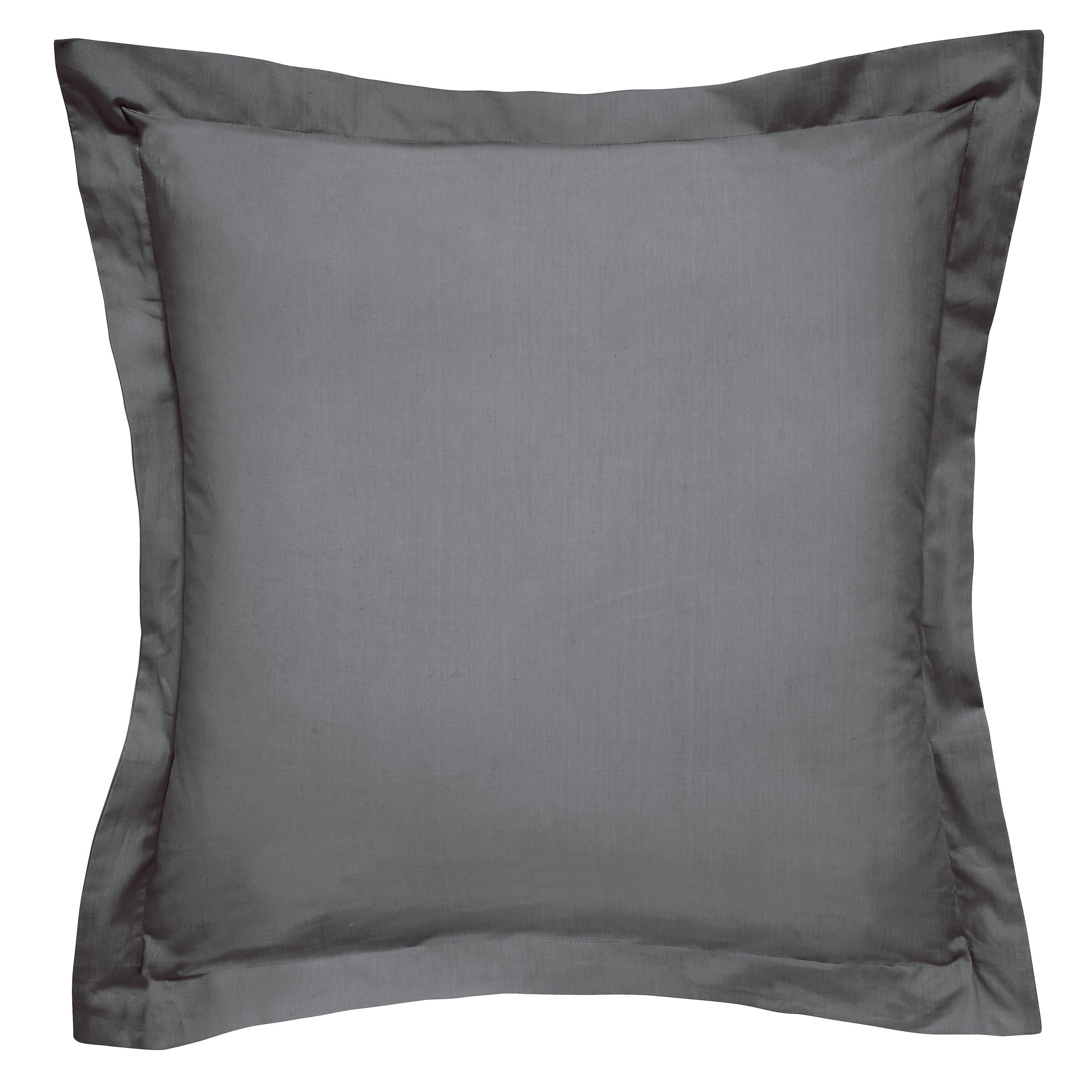 Grey - Bedeck of Belfast - FINE LINENS 600TC PLAIN DYE SQUARE PILLOWCASE - 1